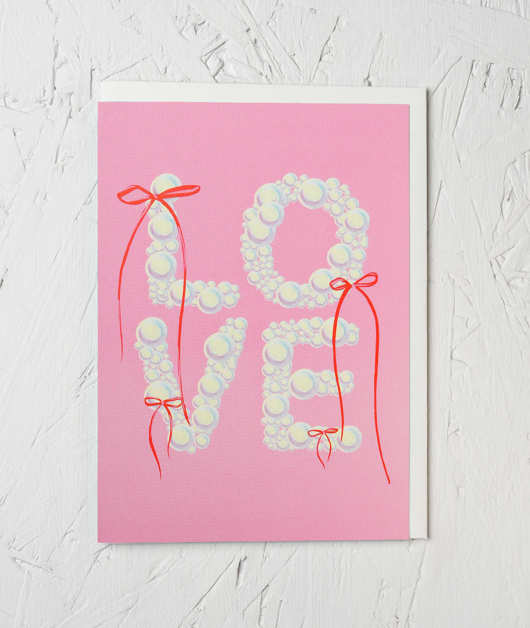 Love Ribbons & Pearls Greetings Card