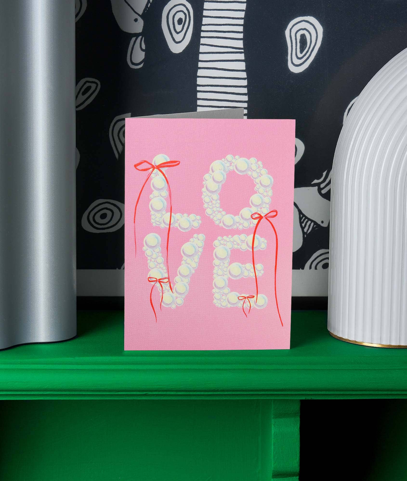 Love Ribbons & Pearls Greetings Card - Image 2