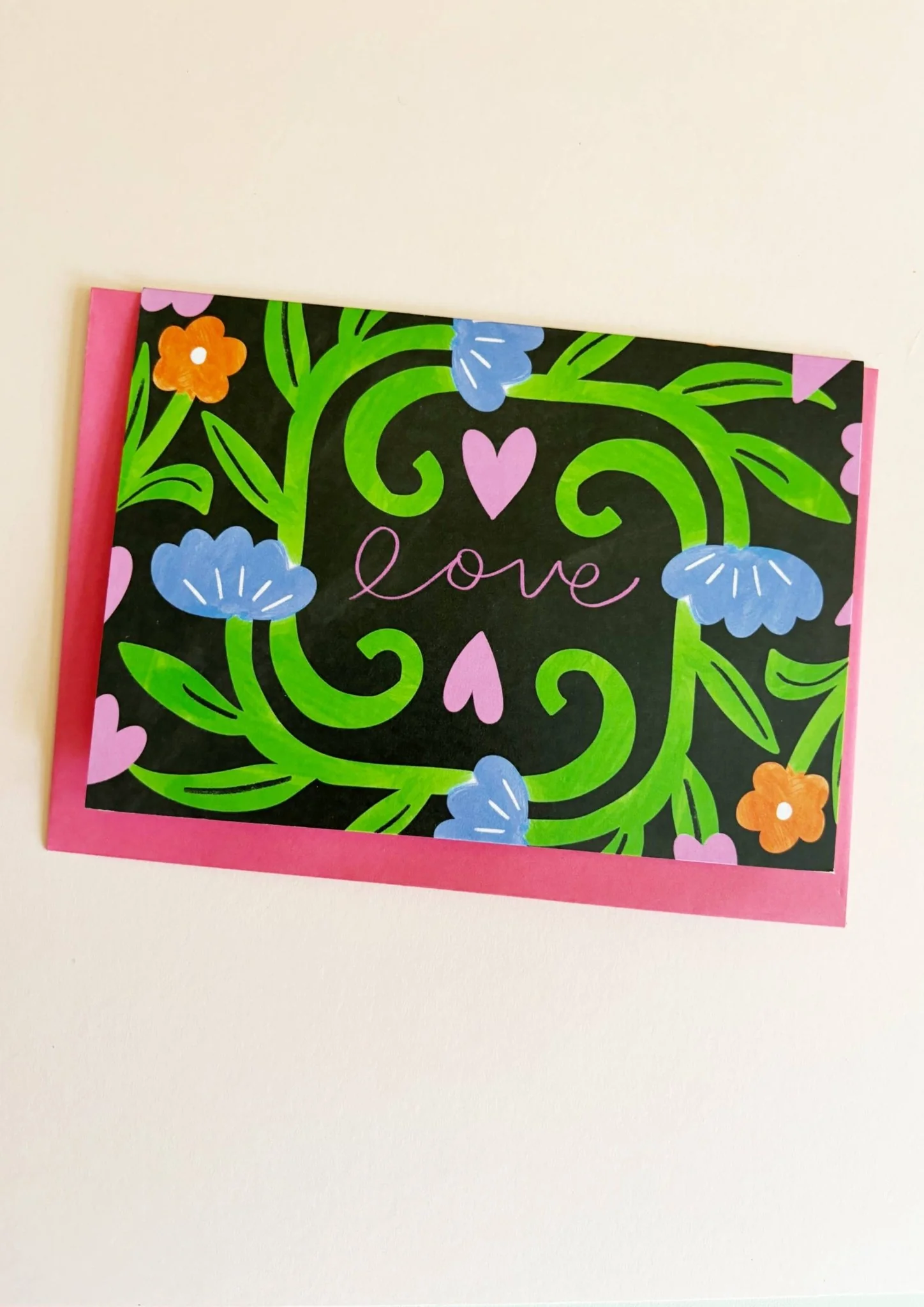 Love Vine Print Dark Eco Greetings Card