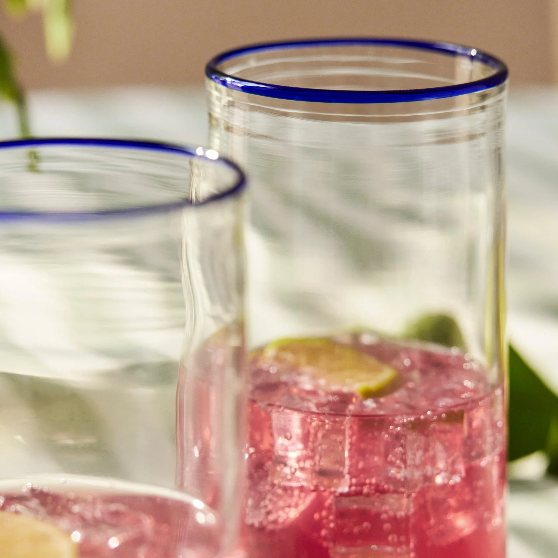 Madley Blue Tipped Highball Glass – Recycled Glass - Image 2