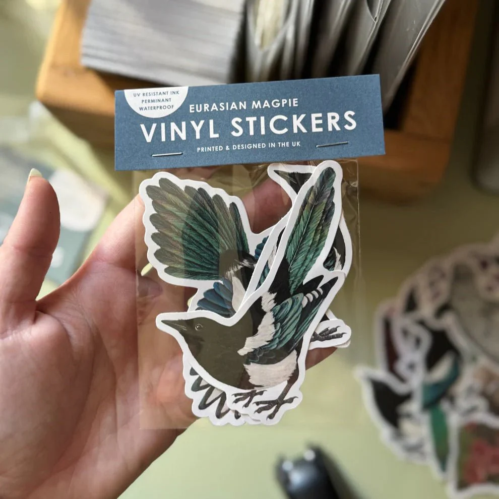 British Bird Vinyl Sticker Set – Magpie Trio