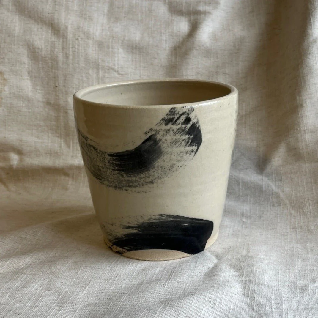 Makers Mark - Black and White Handmade Ceramic Plant Pot - Image 3