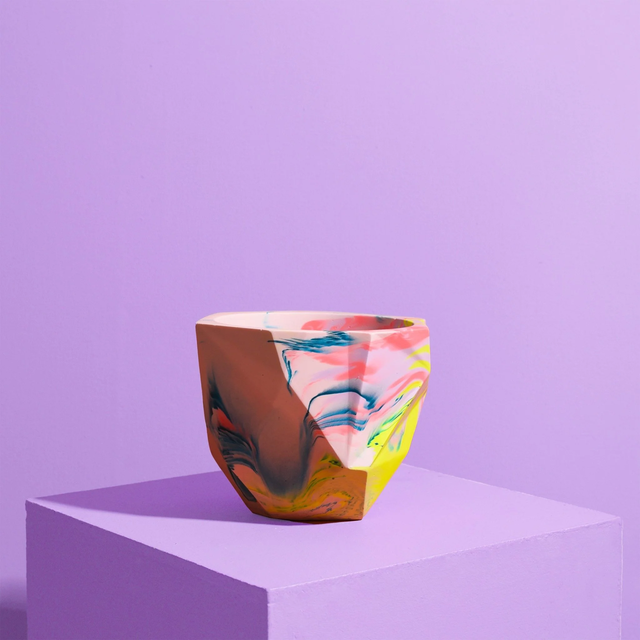 Coral & Lilac Geometrical Plant Pot - Medium