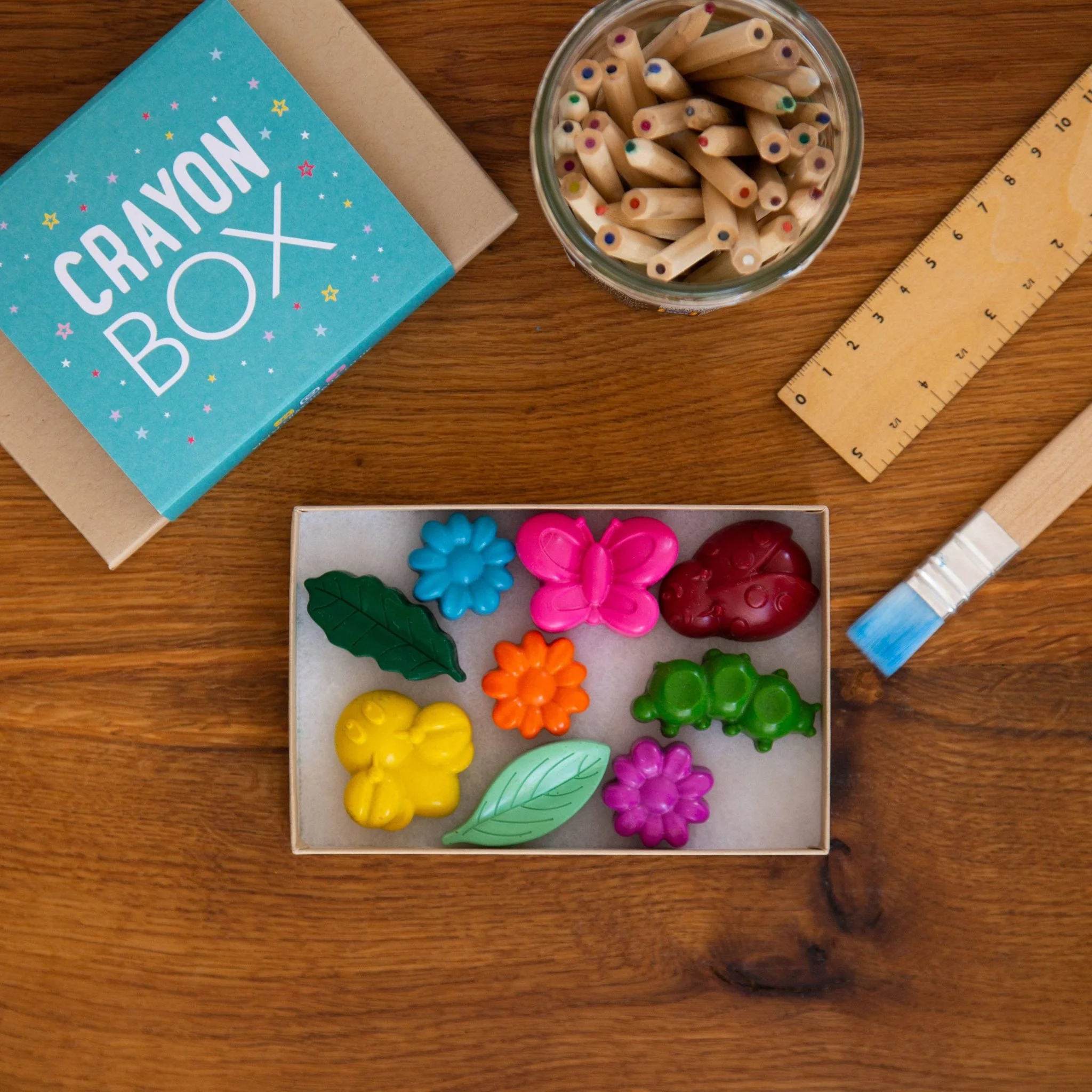 Mini Beast Shaped Wax Crayons - Featuring Leaves, Ladybird, Butterfly and Caterpillar - Image 3