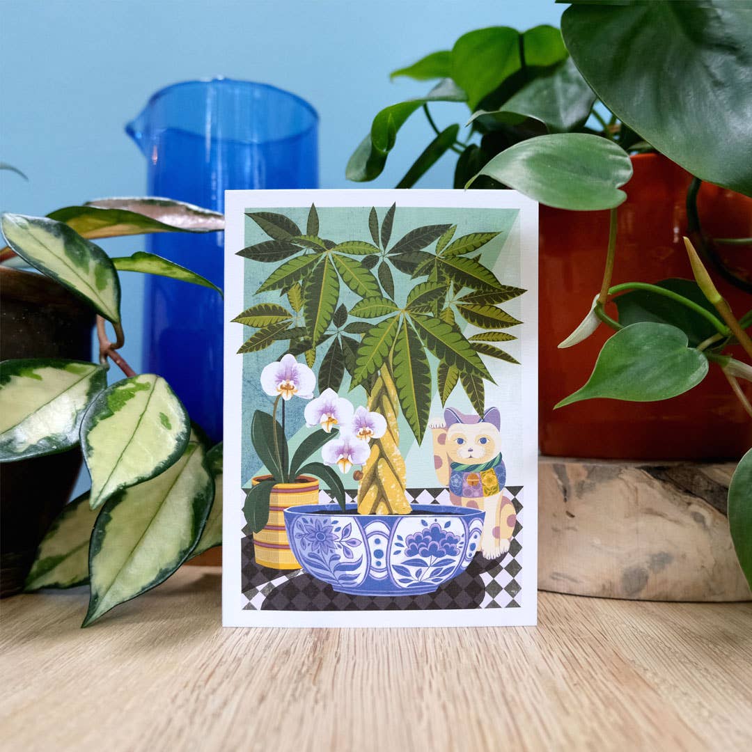 Money tree | Everyday greetings card | Lucky cat, plant - Image 3