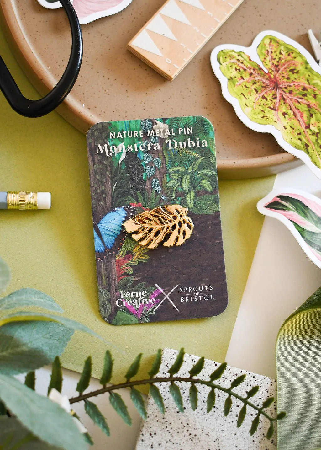 Monstera dubia Gold Metal Pin – RHS Collaboration with Ferne Creative - Image 3