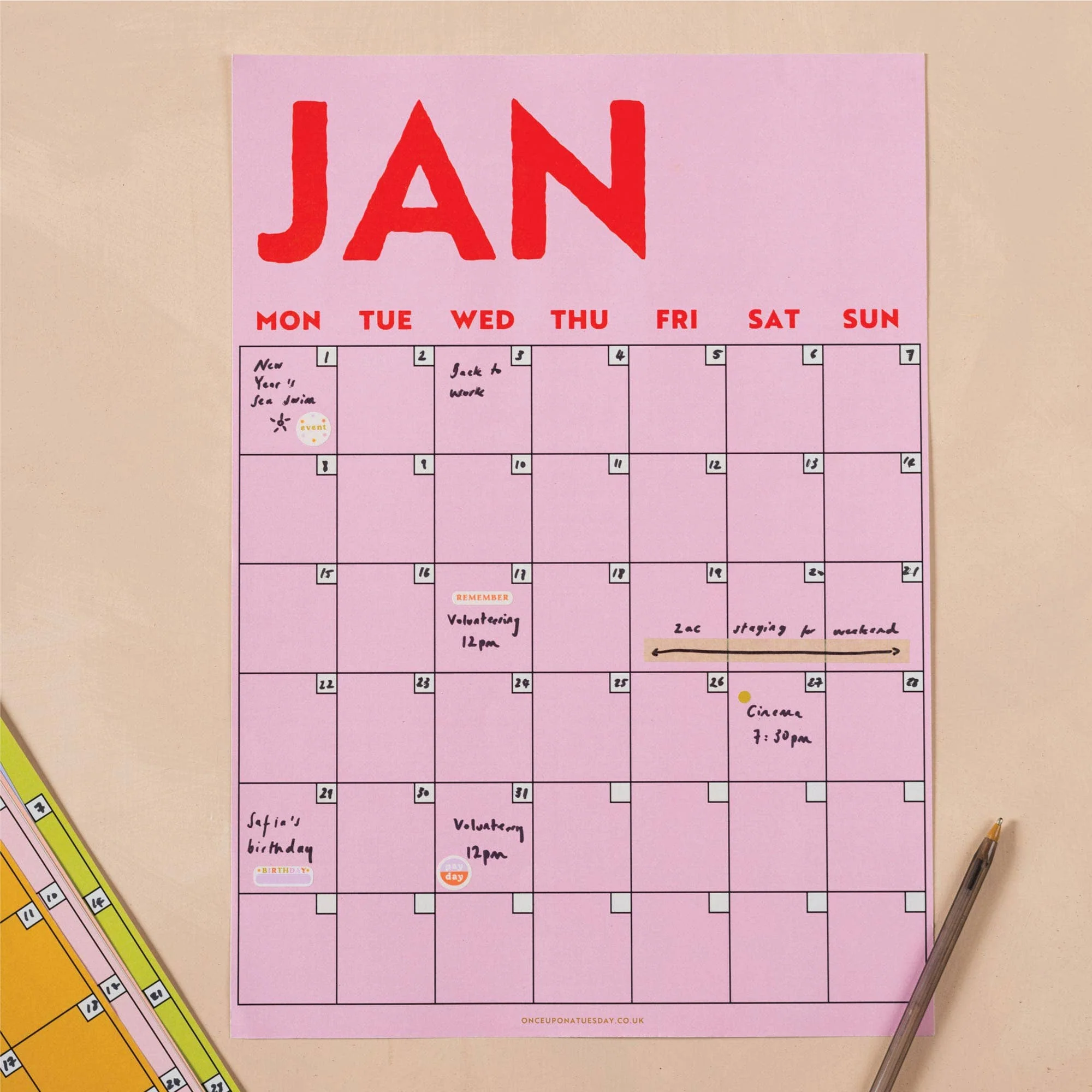 Monthly Undated A3 Wall Planner | 12 Pages | Colourburst - Image 2