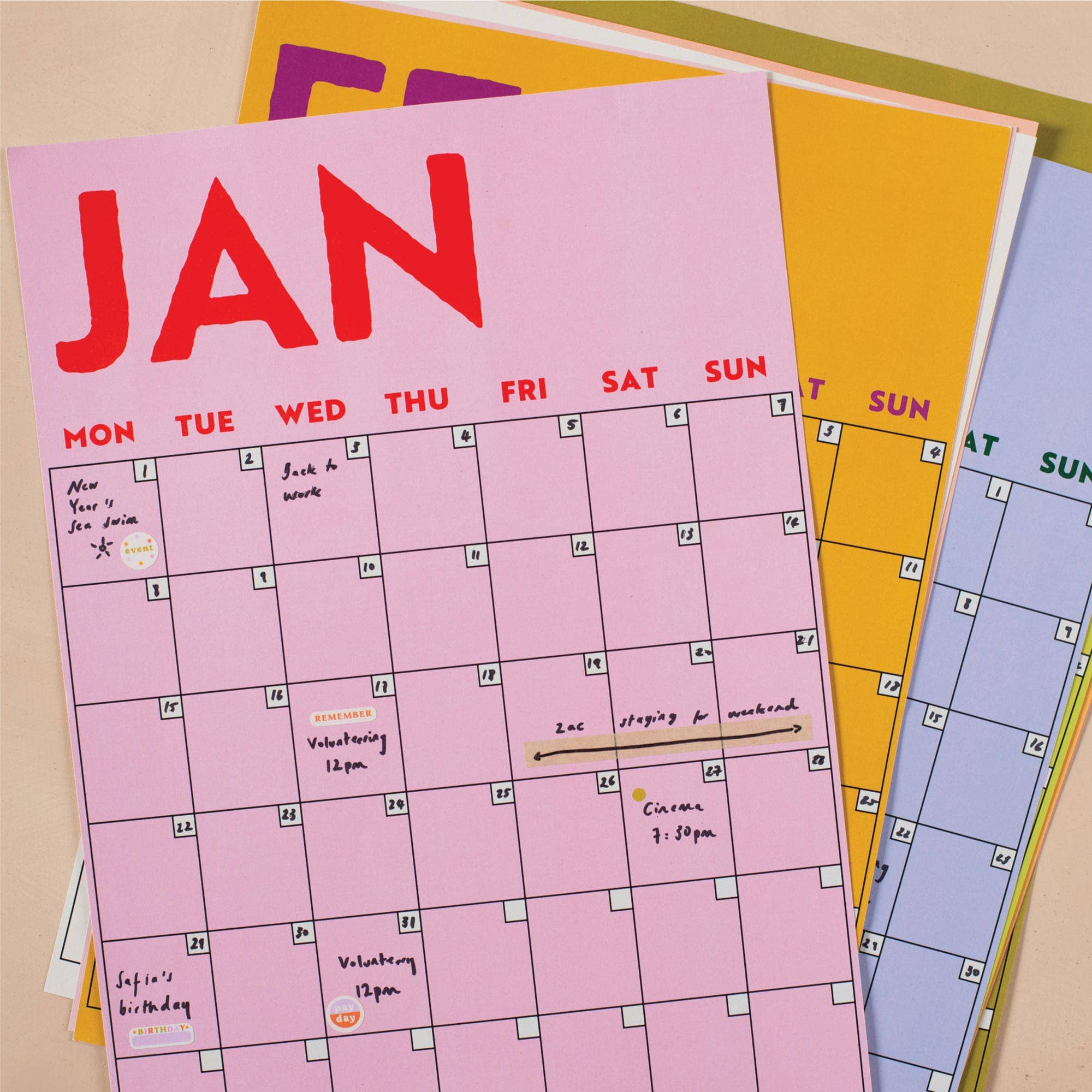 Monthly Undated A3 Wall Planner | 12 Pages | Colourburst - Image 6