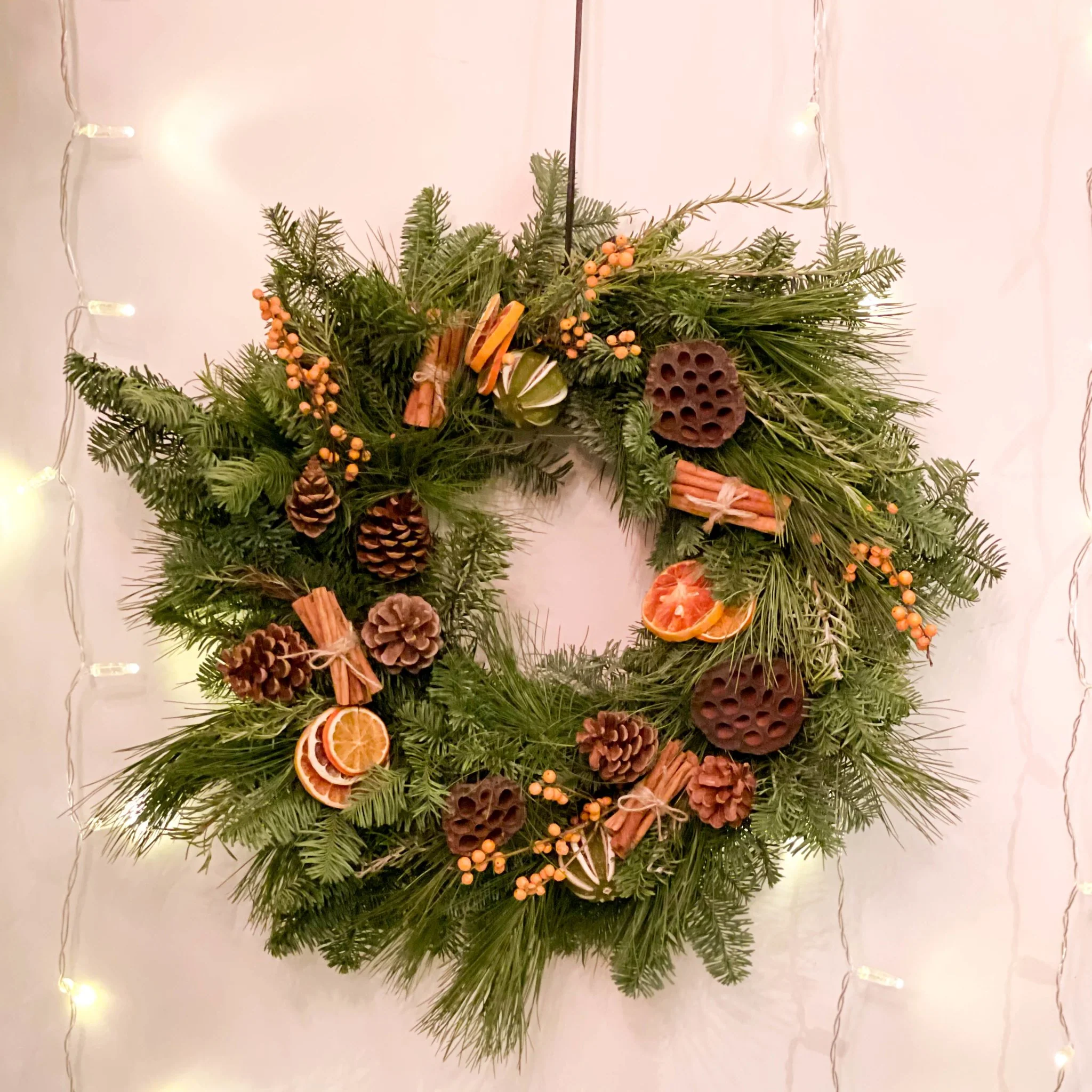 The 'Mulled Wine' Fresh Foliage Christmas Wreath [Made to Order]