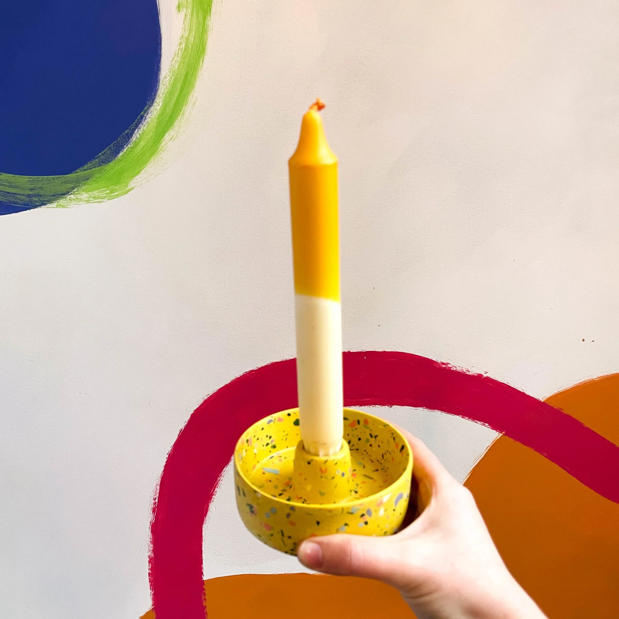 Mustard Yellow Terrazzo Jesmonite Candle Basin Holder