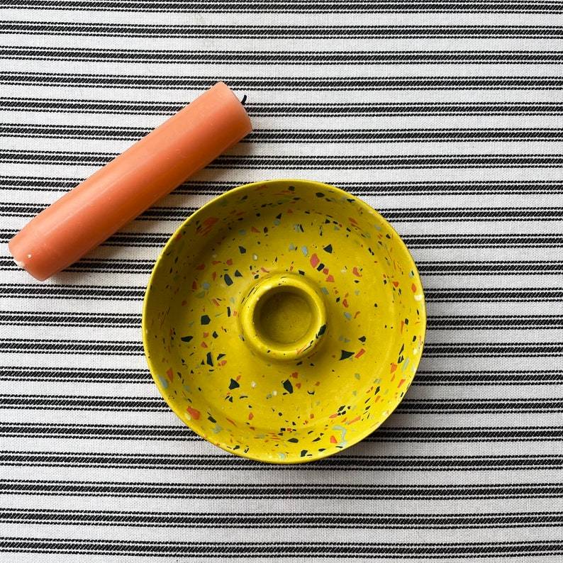Mustard Yellow Terrazzo Jesmonite Candle Basin Holder - Image 4