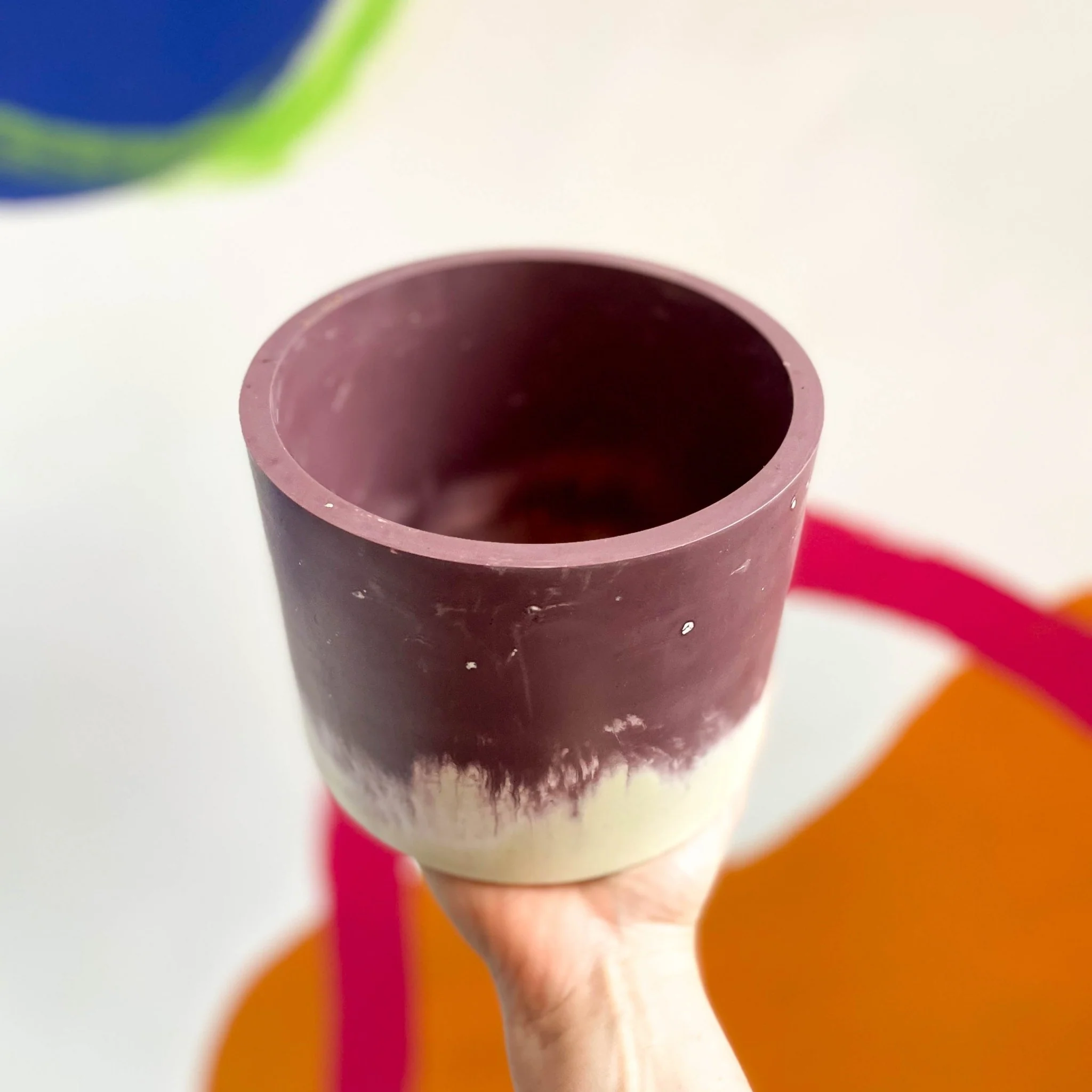Muted Purple and White Jesmonite Pot - Image 2