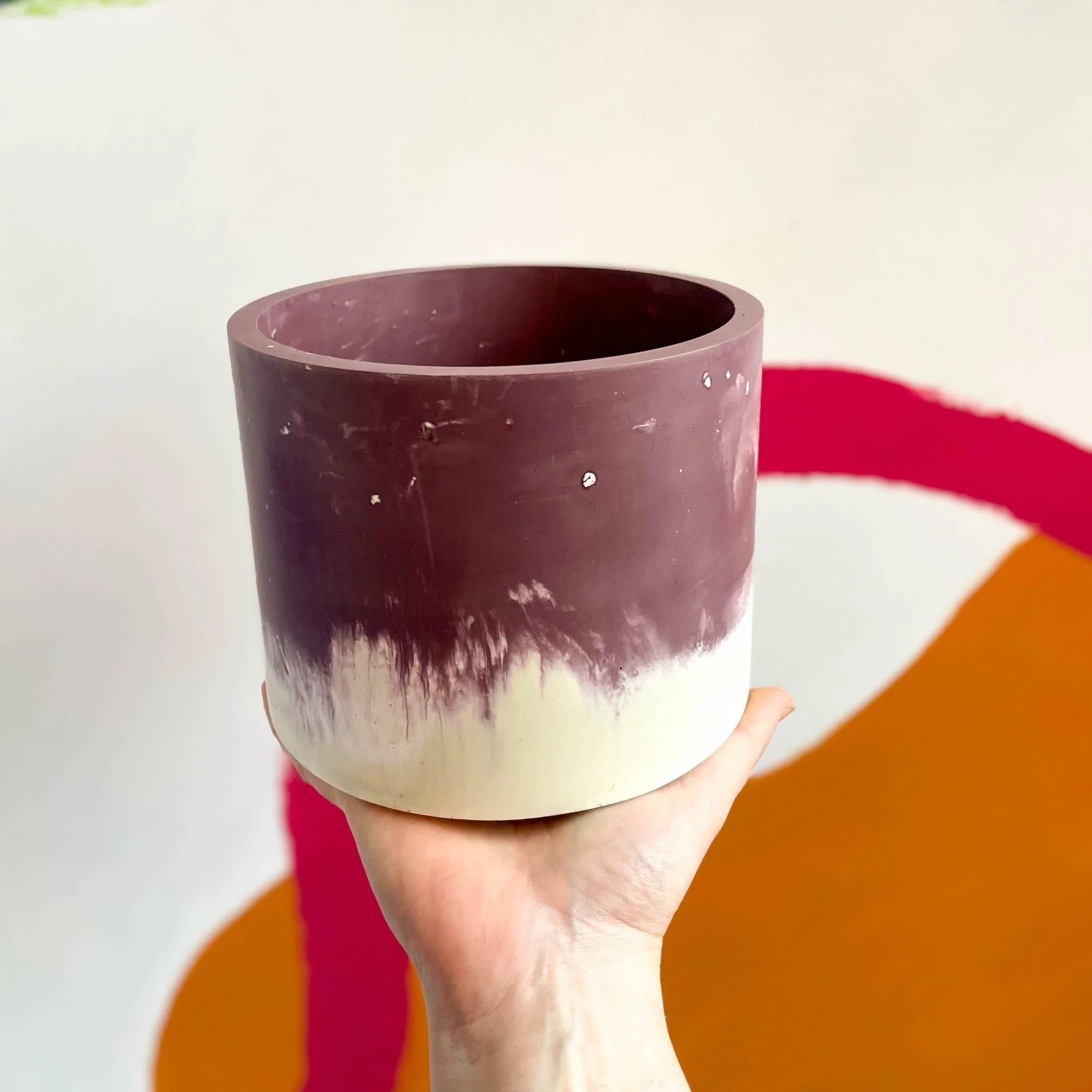 Muted Purple and White Jesmonite Pot - Image 3