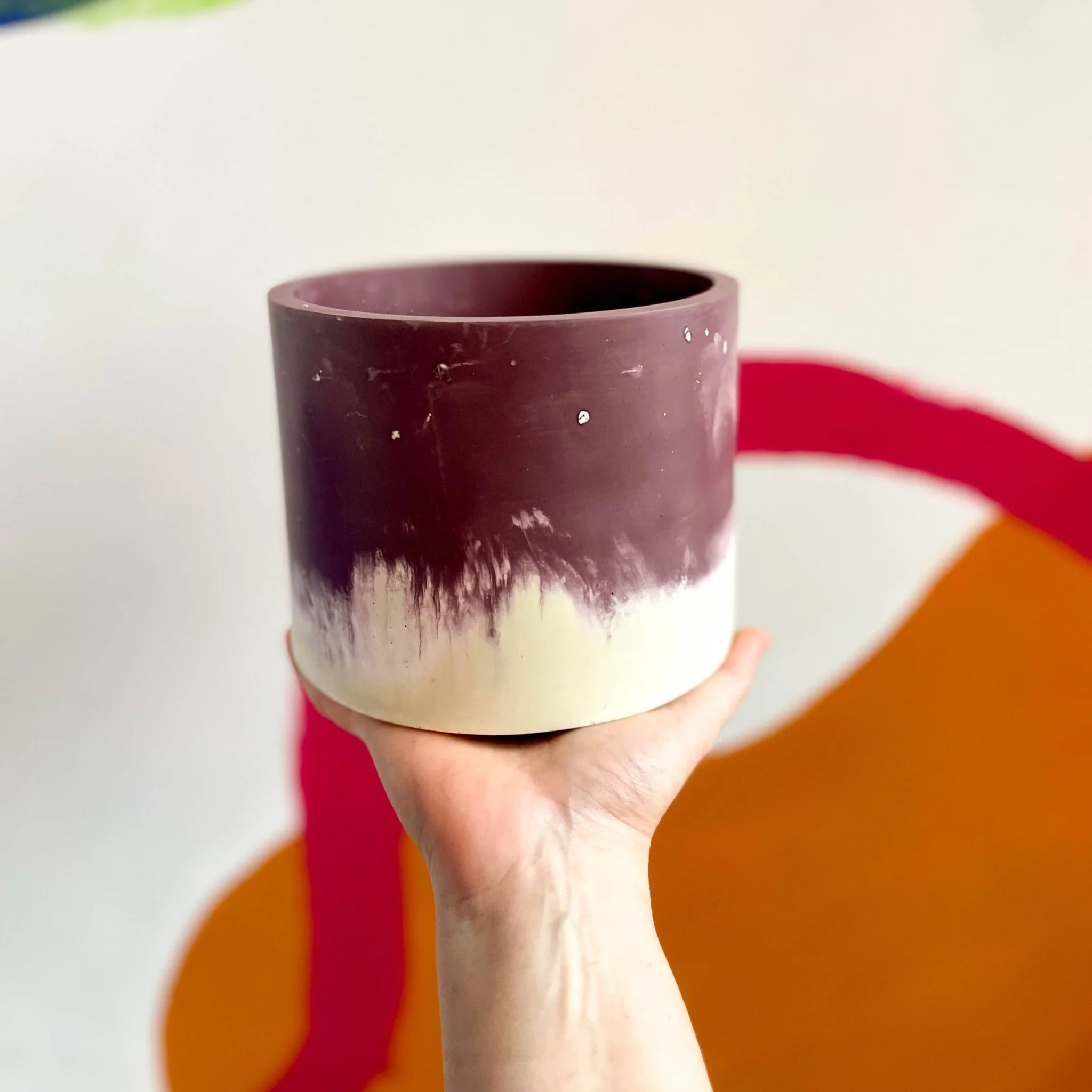 Muted Purple and White Jesmonite Pot - Image 5