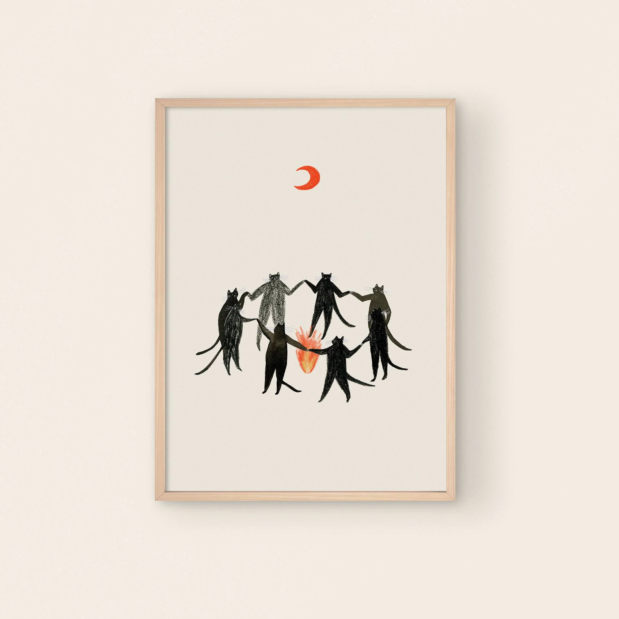 Mystic Cats Art Print | Black Cats | Magic Wall Art | Witchy