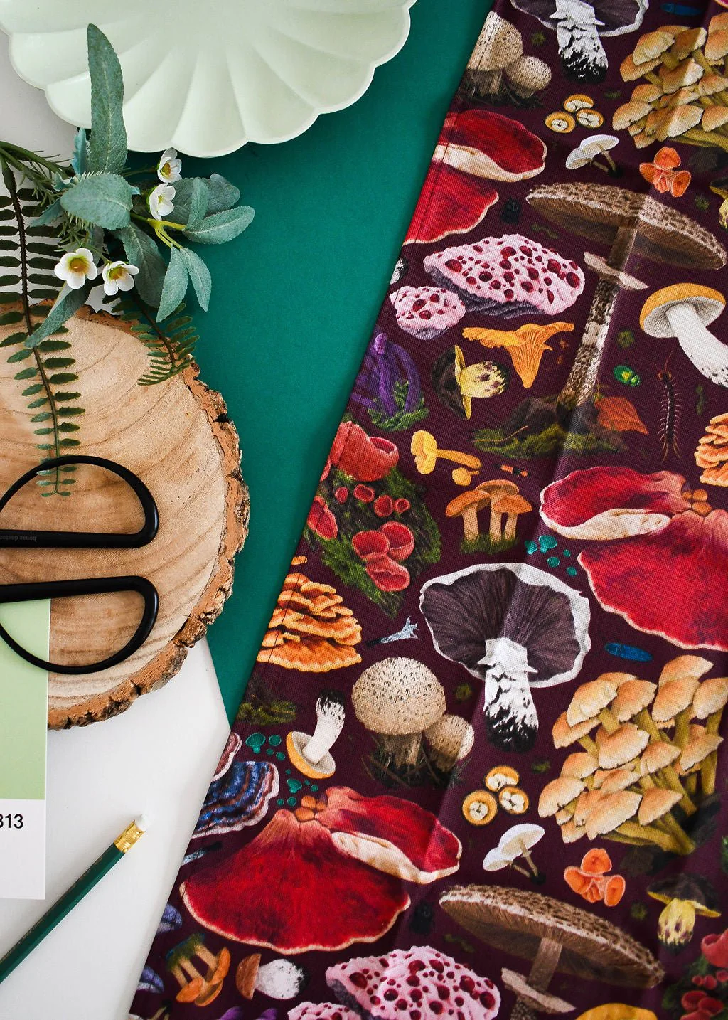 Native Fungi Mushroom 100% Cotton Tea Towel with Hanging Loop - Image 3