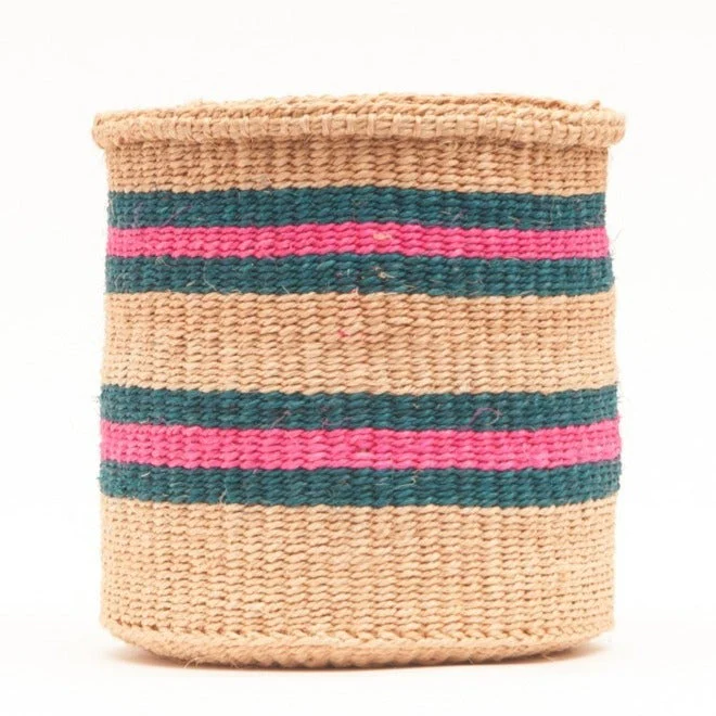Ndoto - Turquoise, Pink and Sand Woven Basket - Image 2
