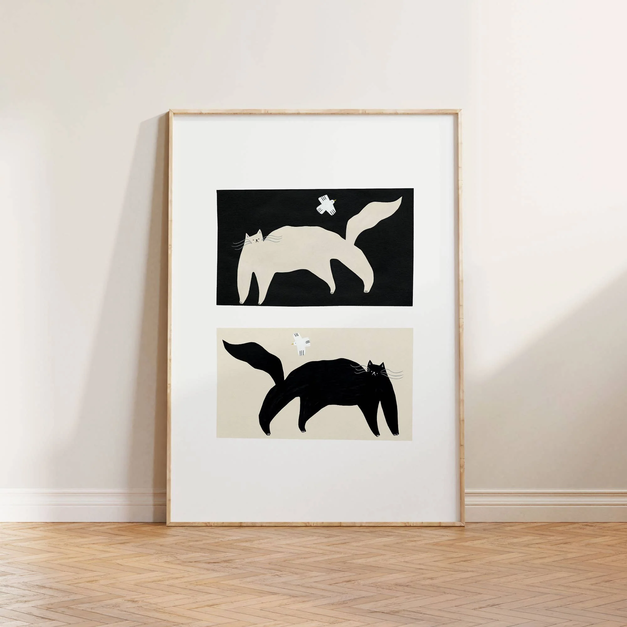 Negative / Positive Cats Art Print | Monochrome Wall Art