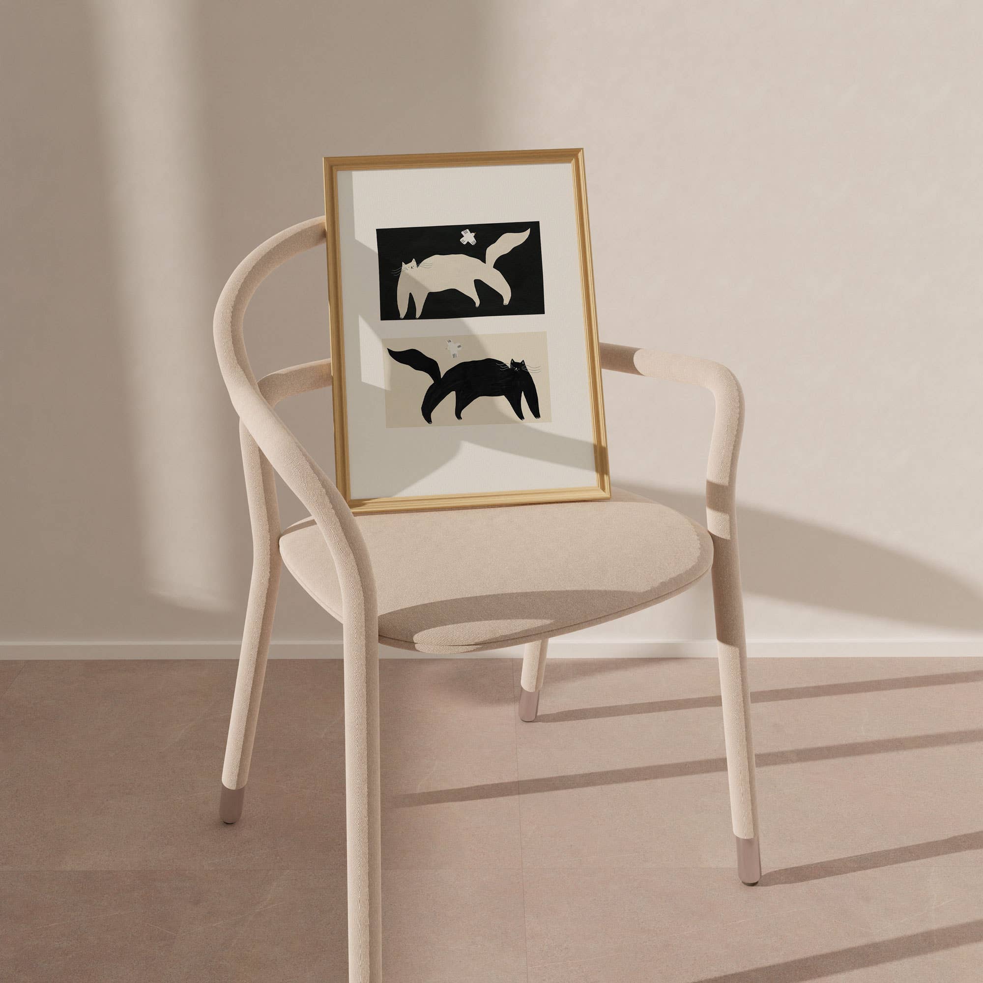 Negative / Positive Cats Art Print | Monochrome Wall Art - Image 4