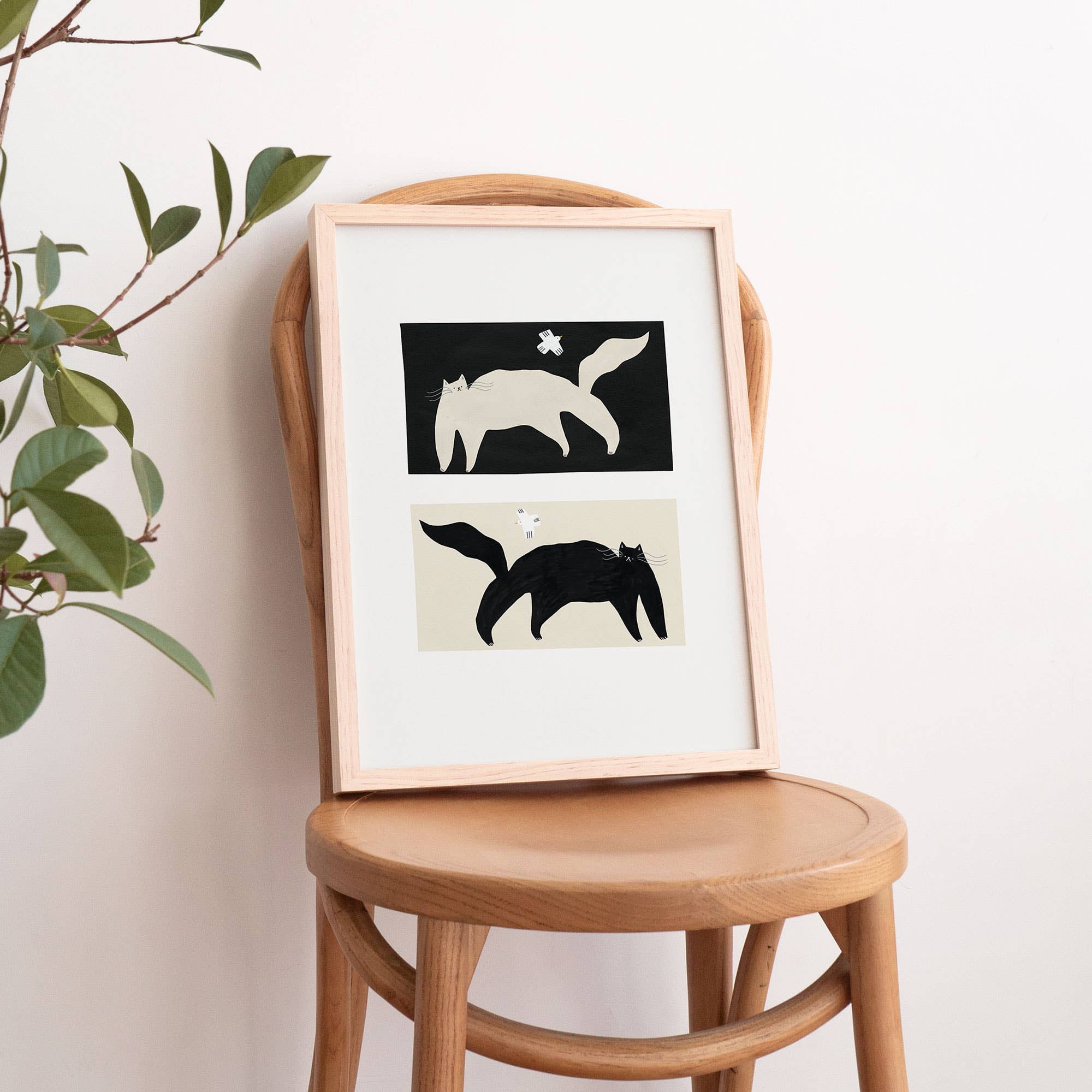 Negative / Positive Cats Art Print | Monochrome Wall Art - Image 5