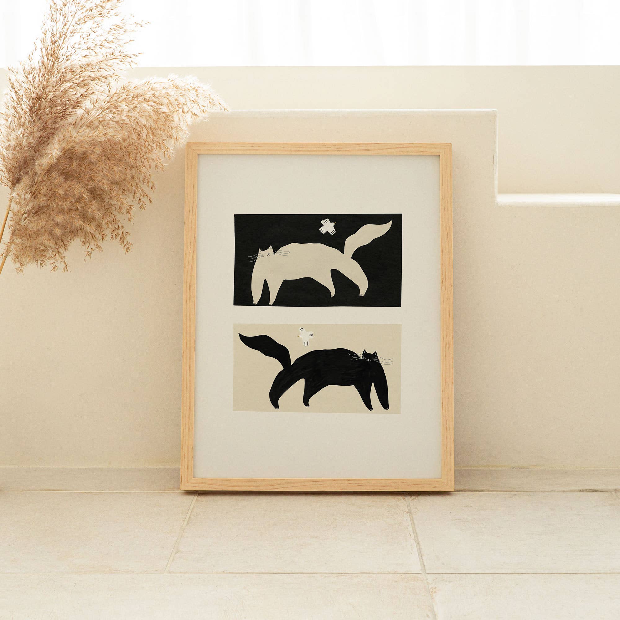 Negative / Positive Cats Art Print | Monochrome Wall Art - Image 6