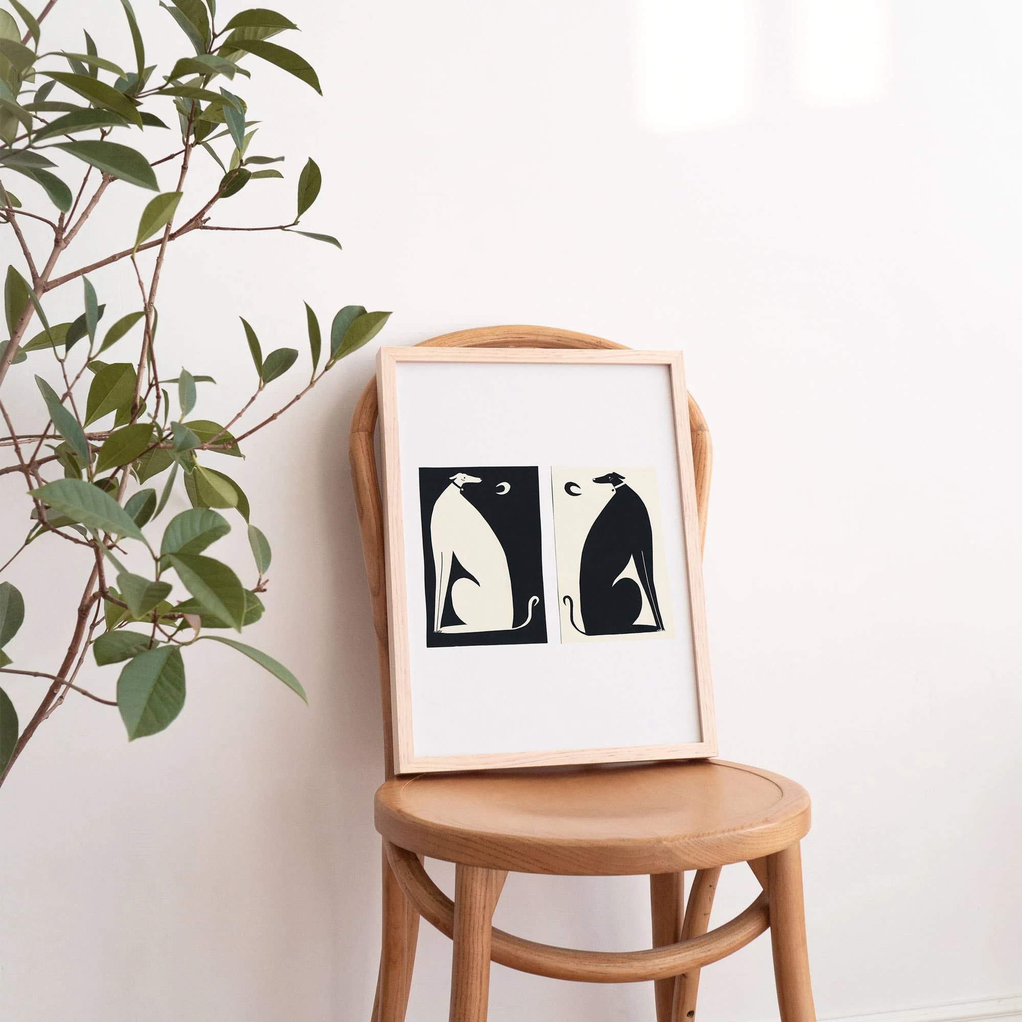 Negative / Positive Dogs Art Print | Monochrome | Whippets - Image 5
