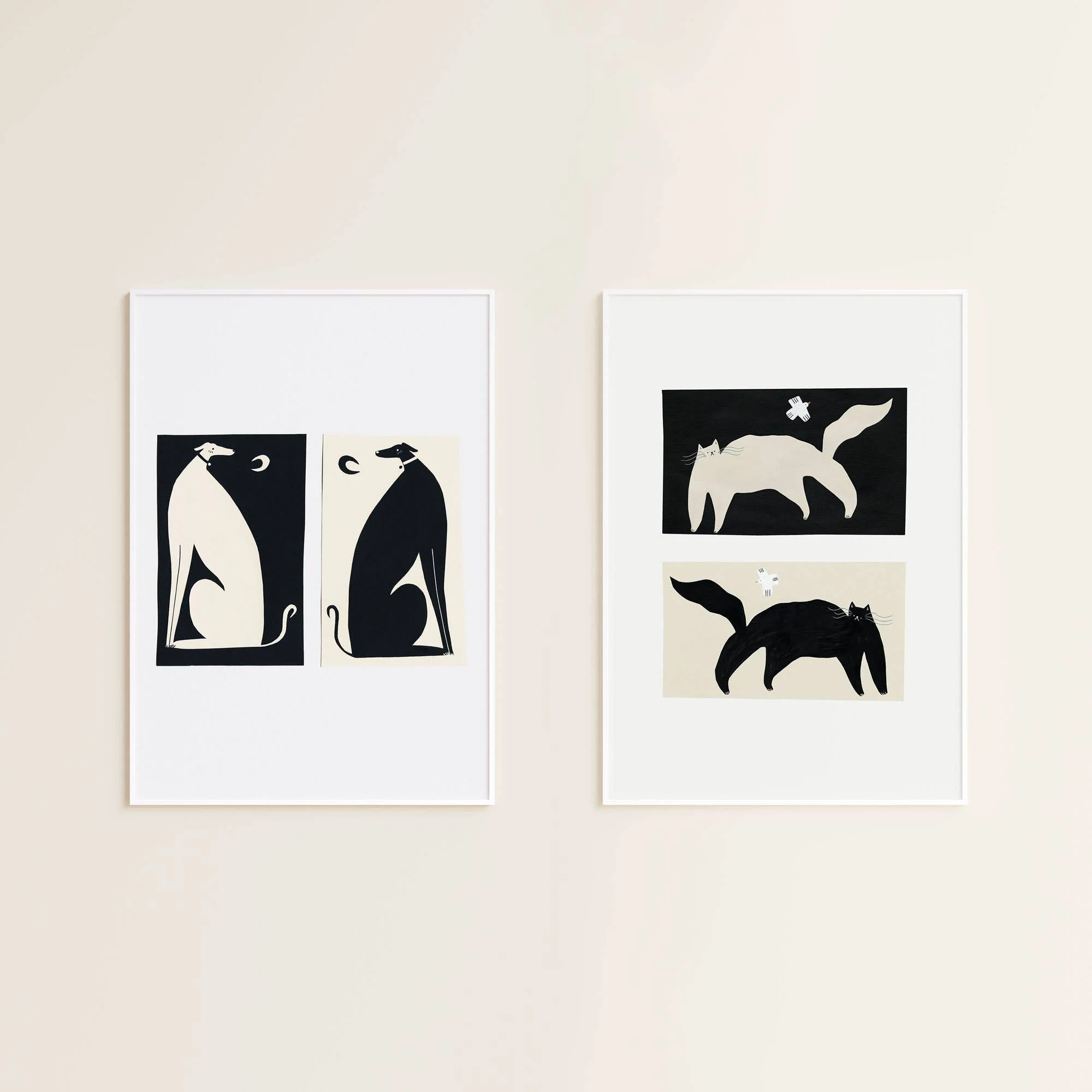 Negative / Positive Dogs Art Print | Monochrome | Whippets - Image 6