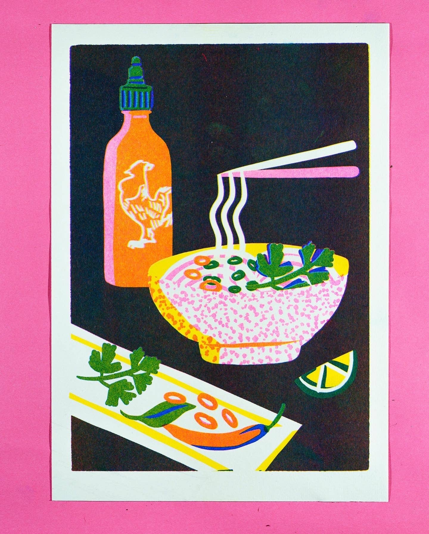 Noodle Risograph A4 Print