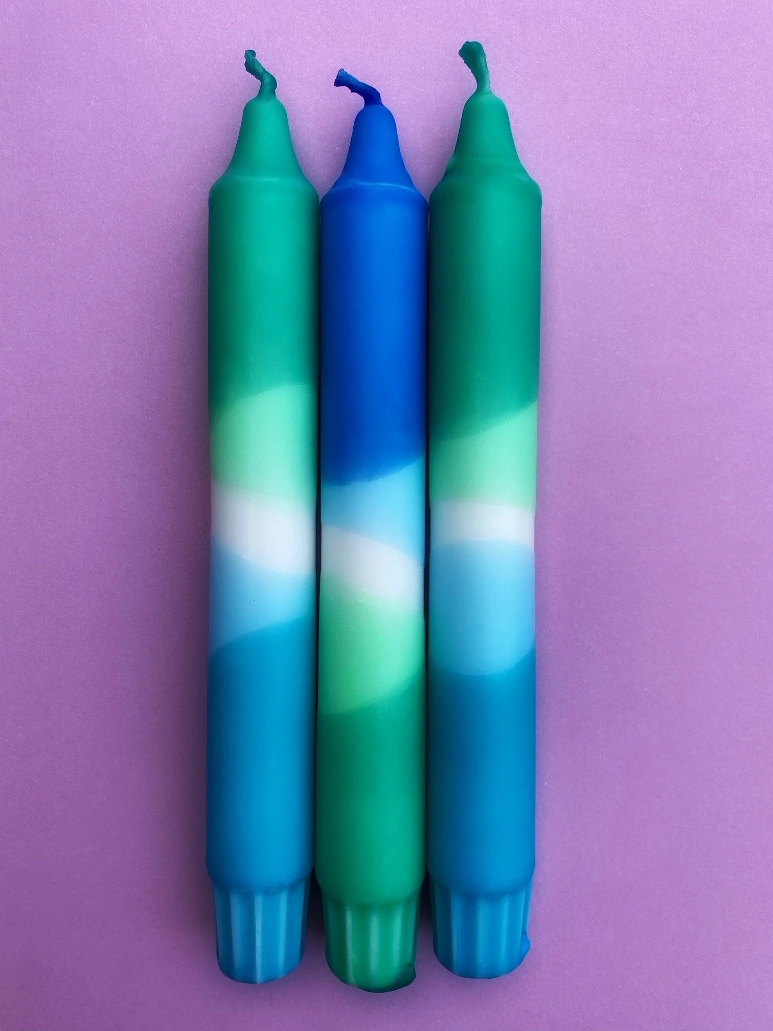 Ocean Blues - Dip Dye Dinner Candle Trio - Image 2