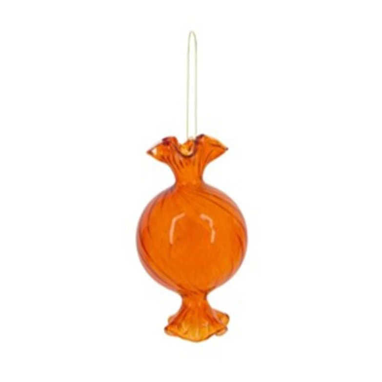 Orange Glass Candy Hanging Decoration – Festive Bauble Ornament