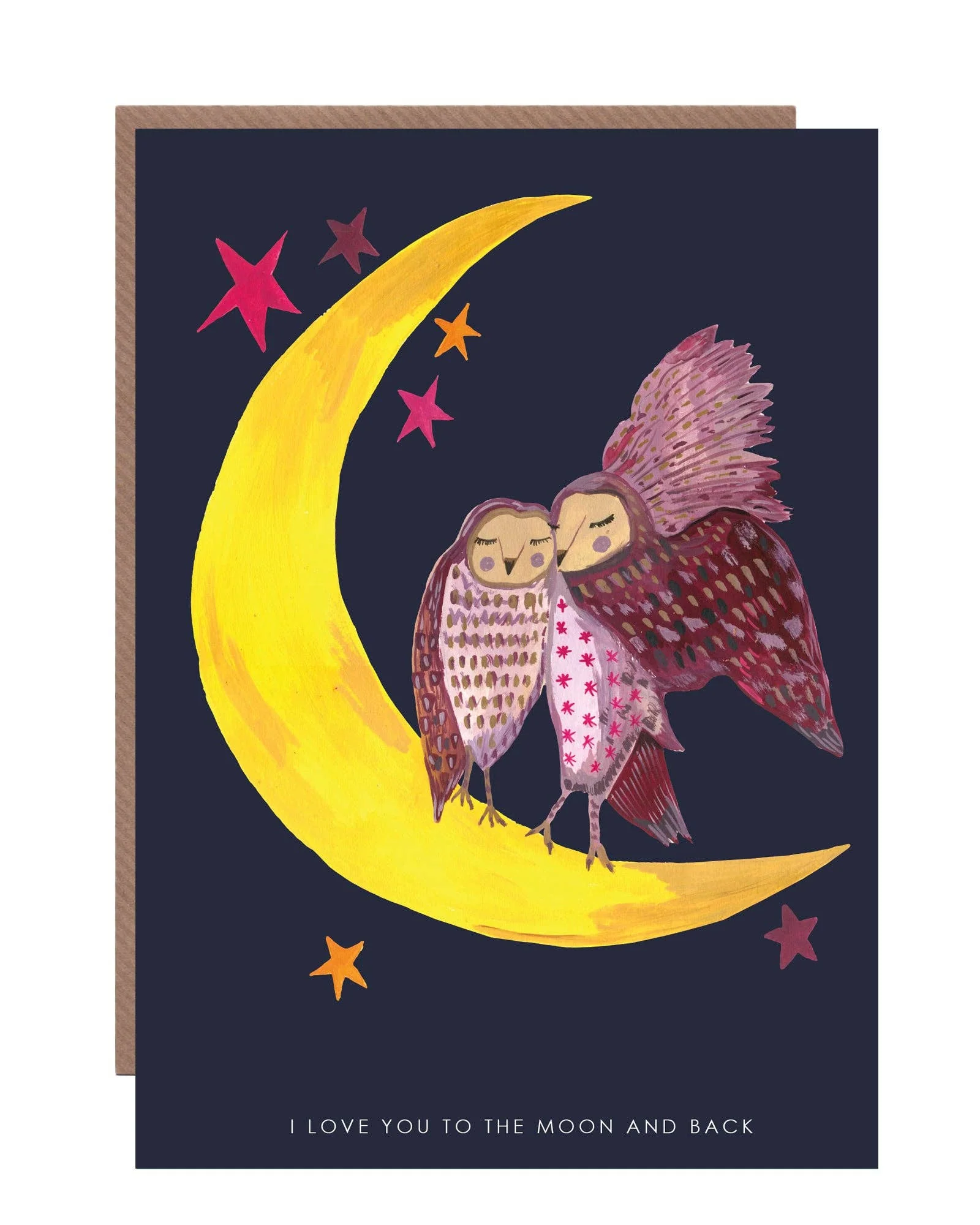 'Owls On Moon' Greetings Card - Image 2
