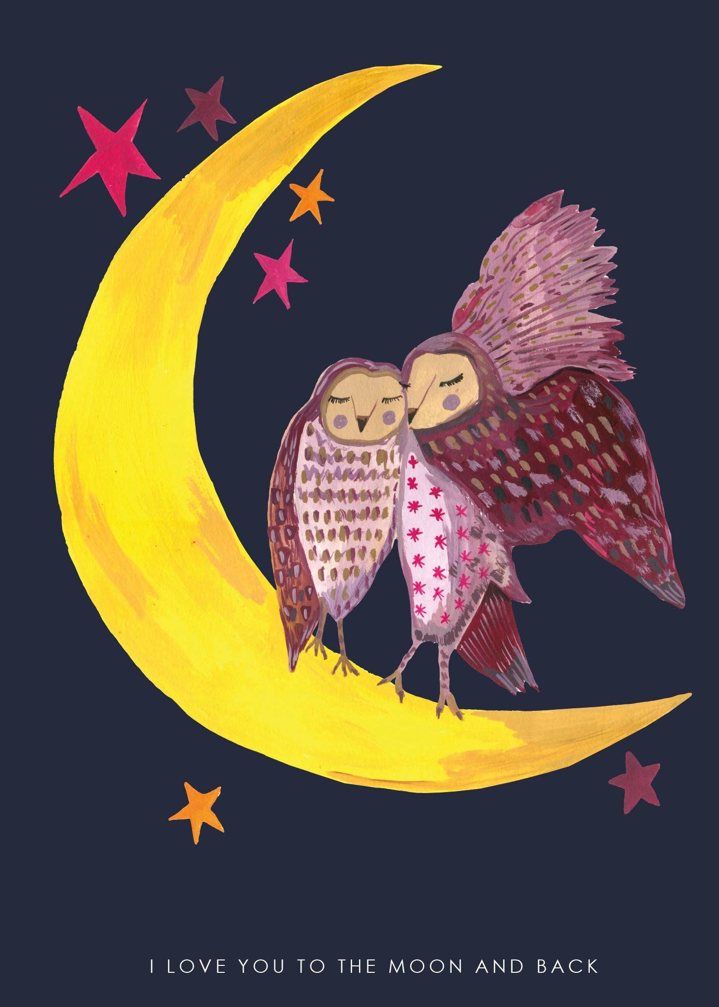 'Owls On Moon' Greetings Card - Image 3