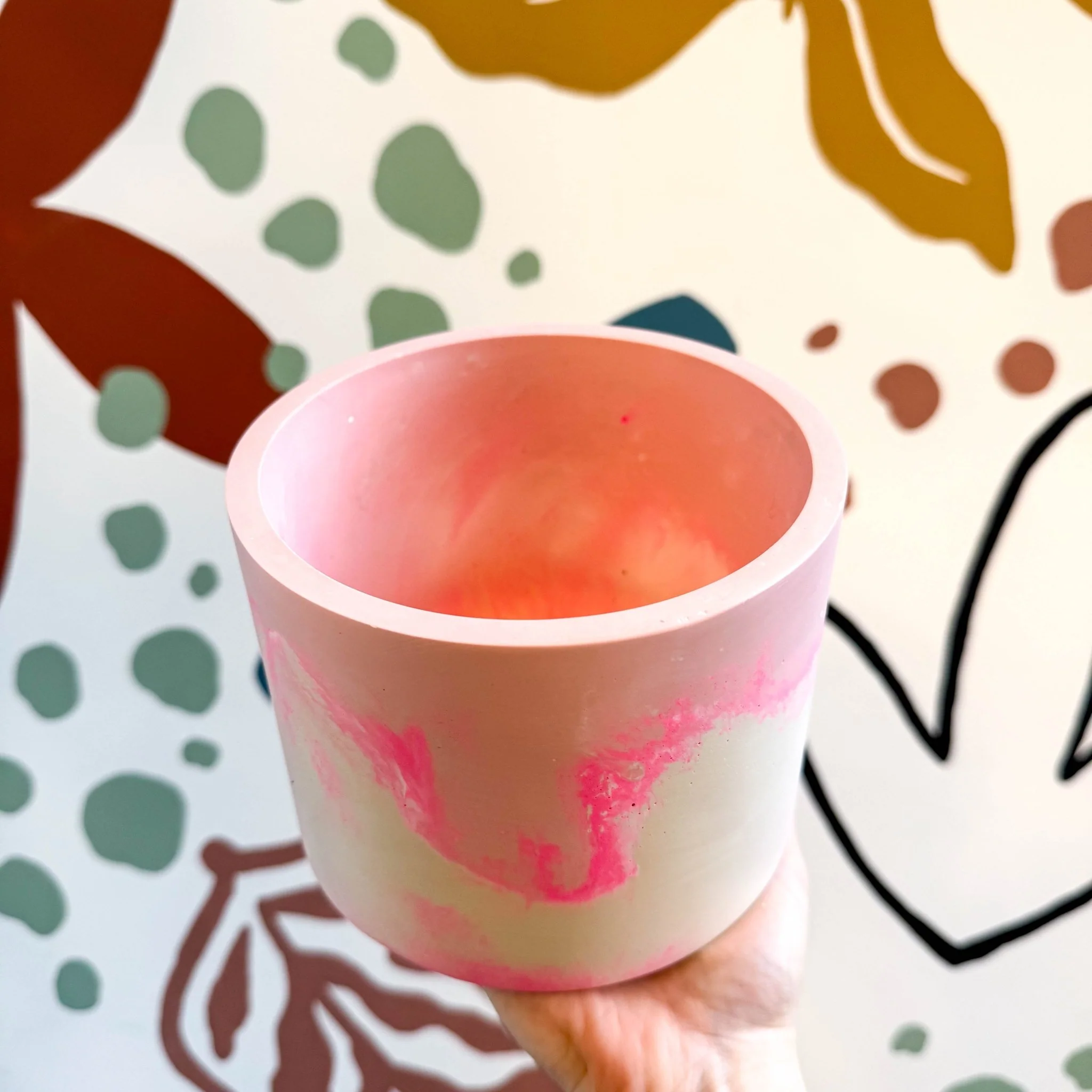 Pale Pink, Neon Pink and Putty Jesmonite Pot - Image 4