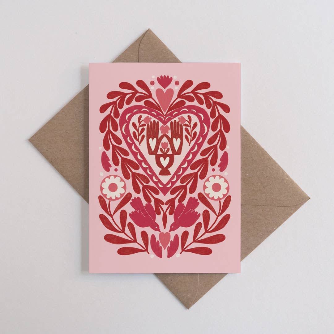 Paper Cut Heart | Everyday greetings card | Folk, love