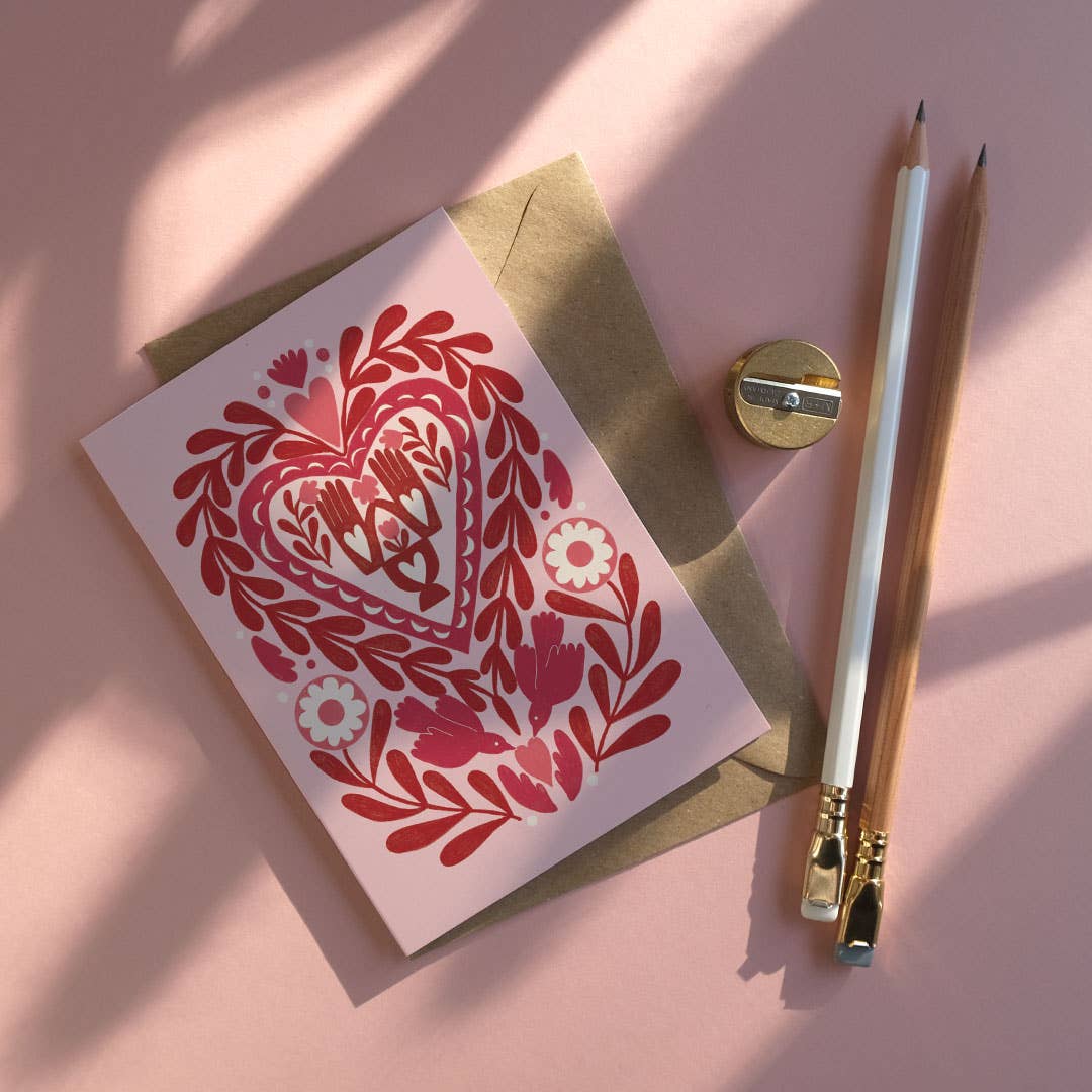 Paper Cut Heart | Everyday greetings card | Folk, love - Image 2