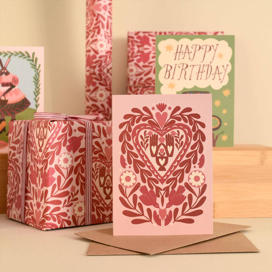 Paper Cut Heart | Everyday greetings card | Folk, love - Image 3
