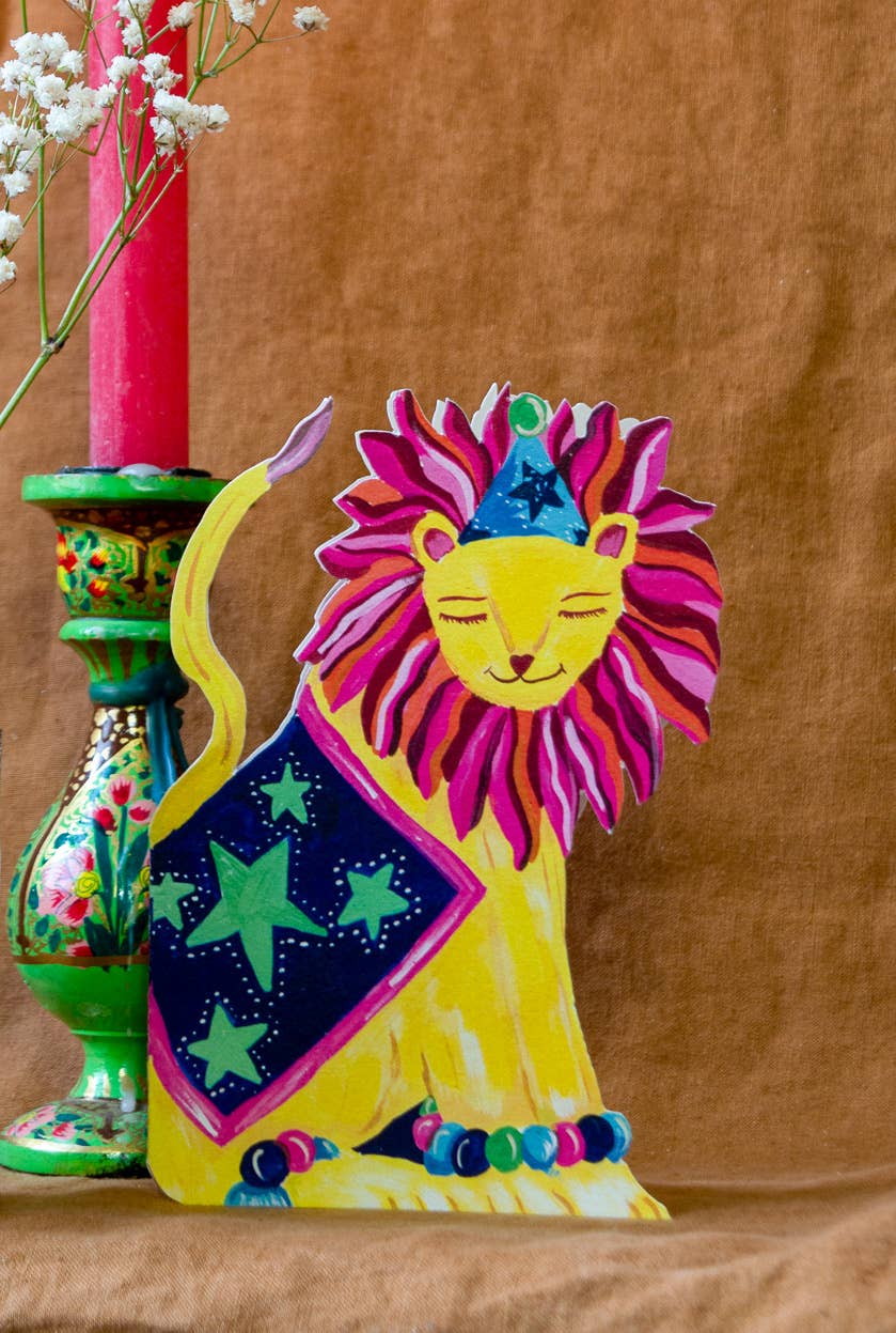 'Party Lion' Die-Cut Greetings Card
