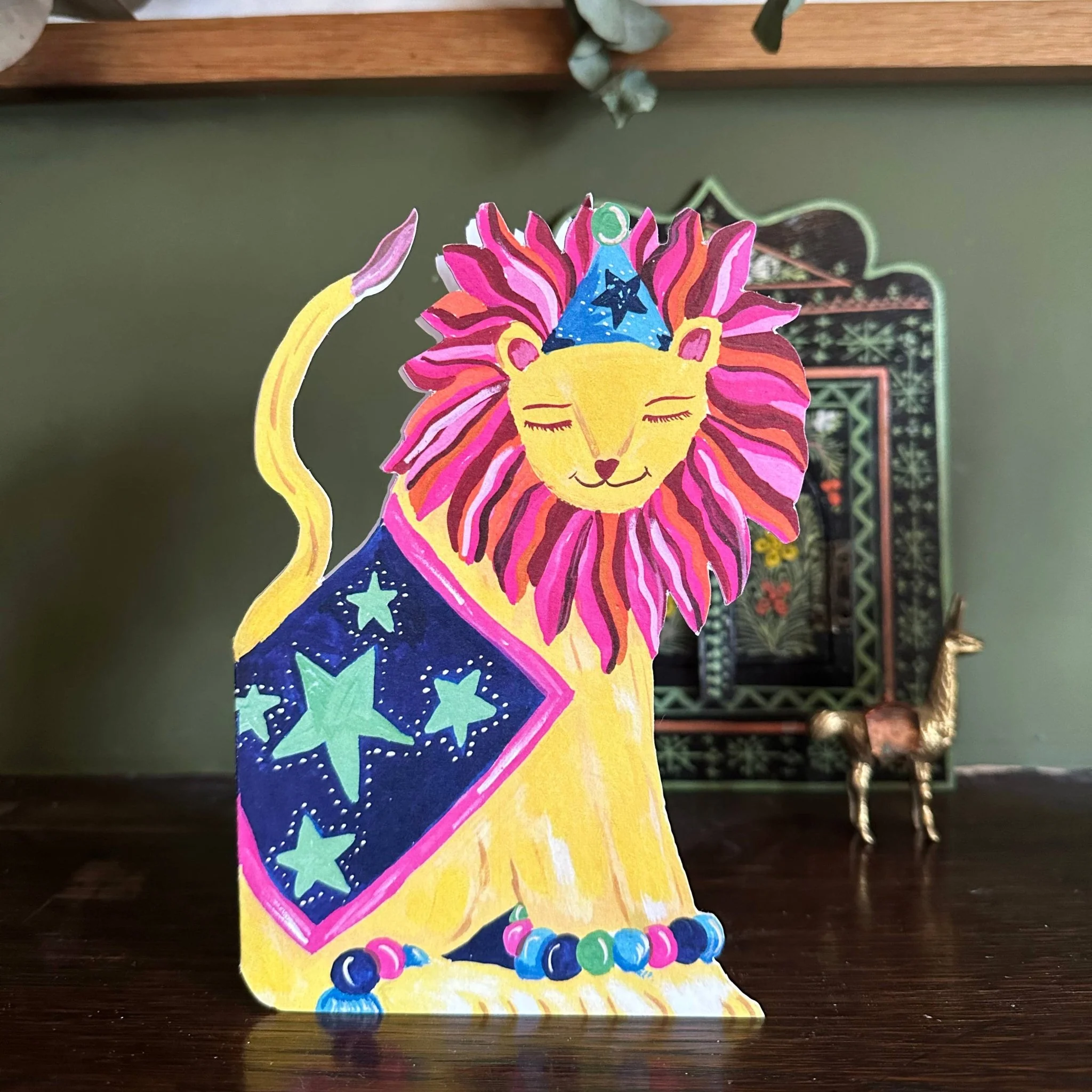 'Party Lion' Die-Cut Greetings Card - Image 4
