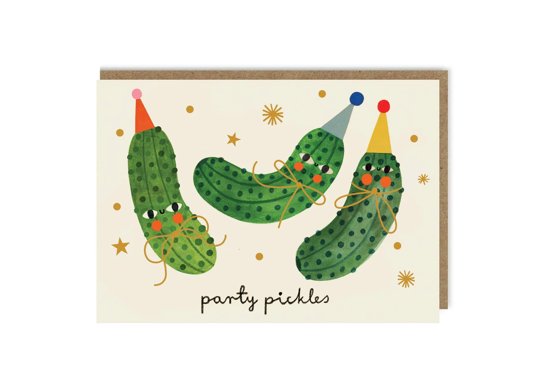 Party Pickles Gold Foil Greetings Card