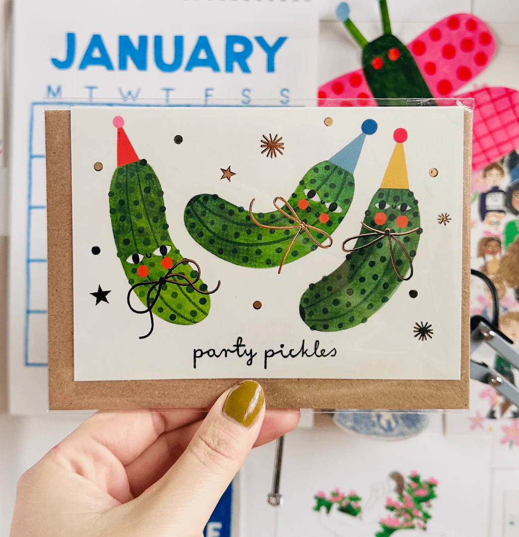 Party Pickles Gold Foil Greetings Card - Image 2