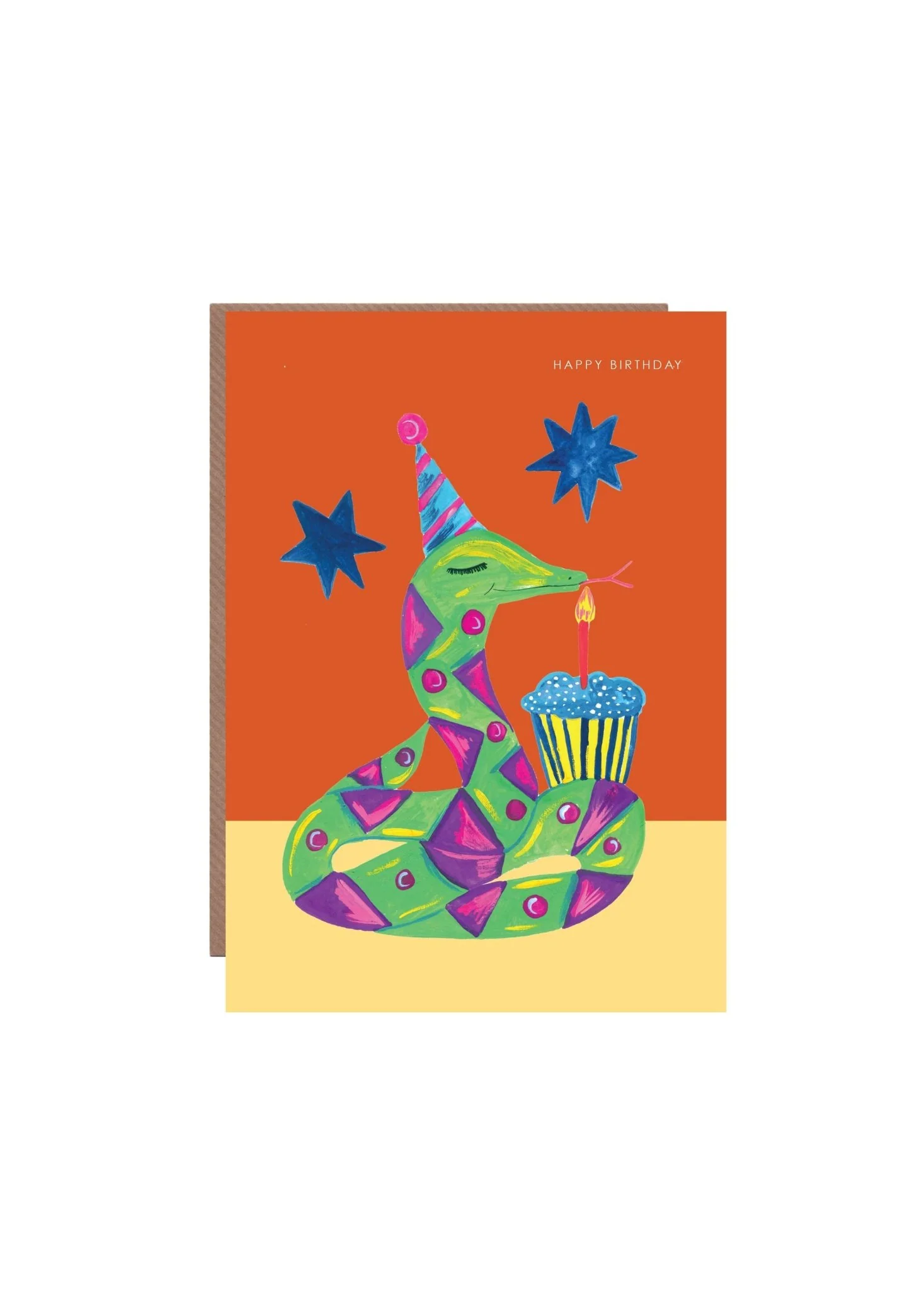'Party Snake and Cupcake' Birthday Greetings Card 