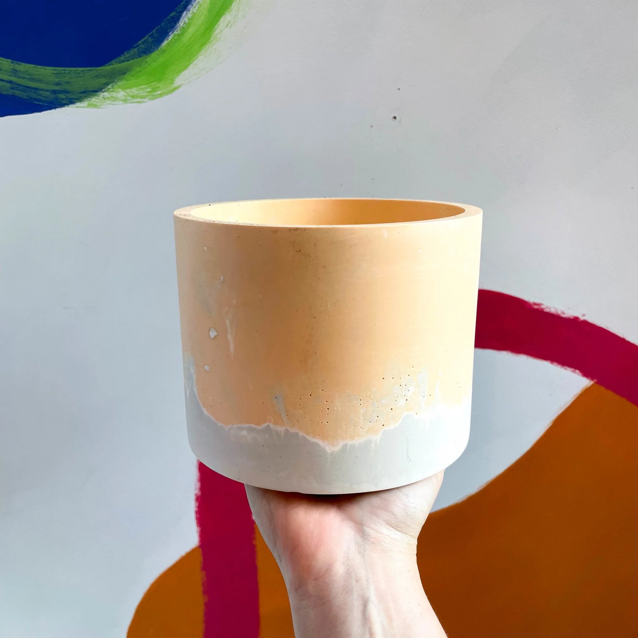 Peach Orange and Putty Jesmonite Pot