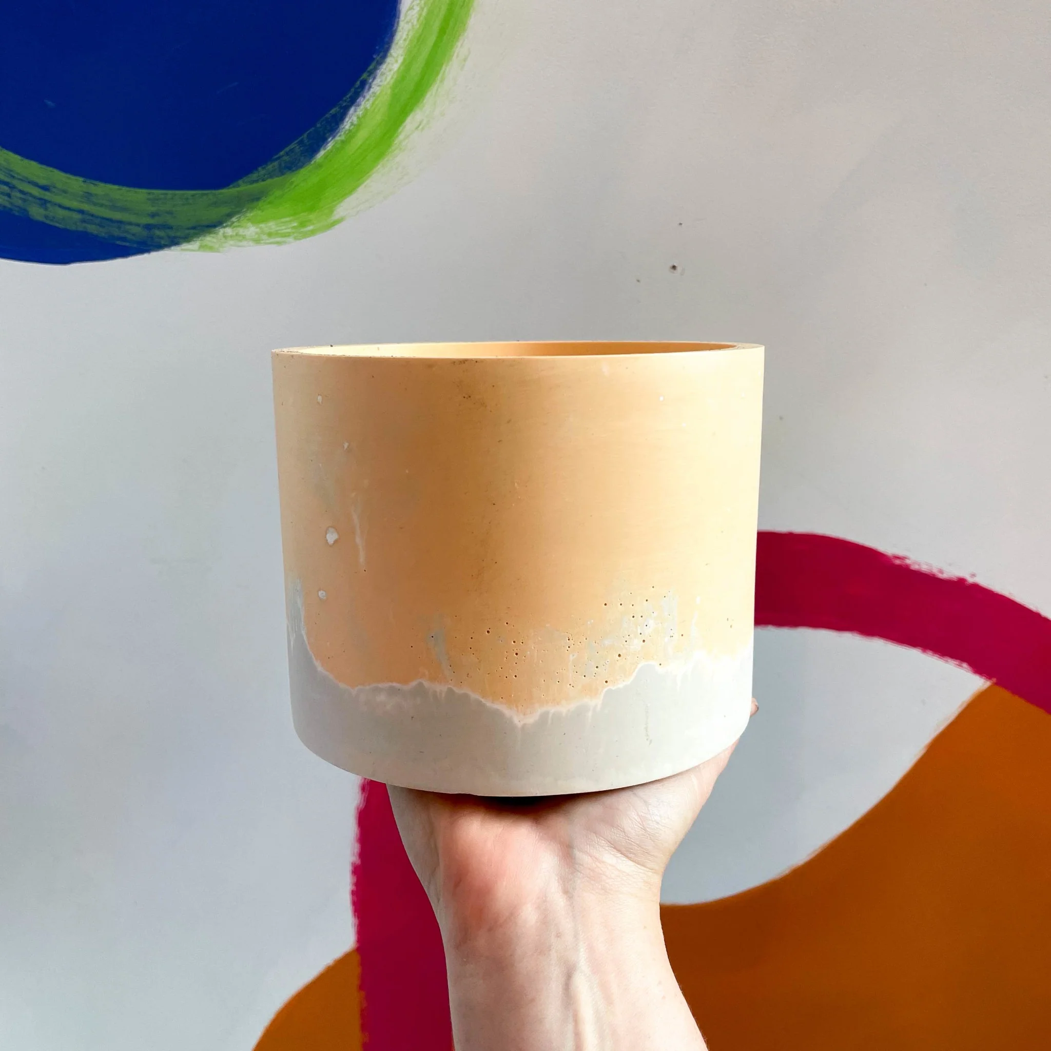 Peach Orange and Putty Jesmonite Pot - Image 2