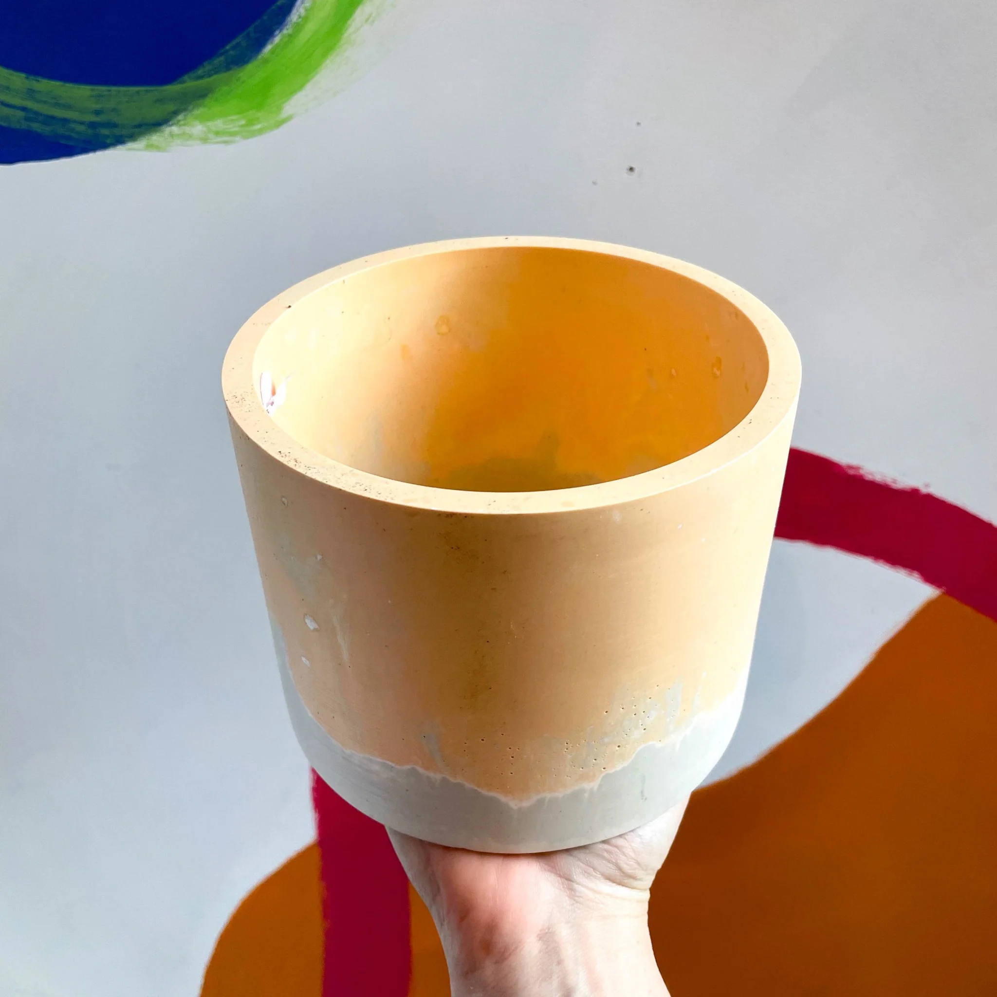 Peach Orange and Putty Jesmonite Pot - Image 3