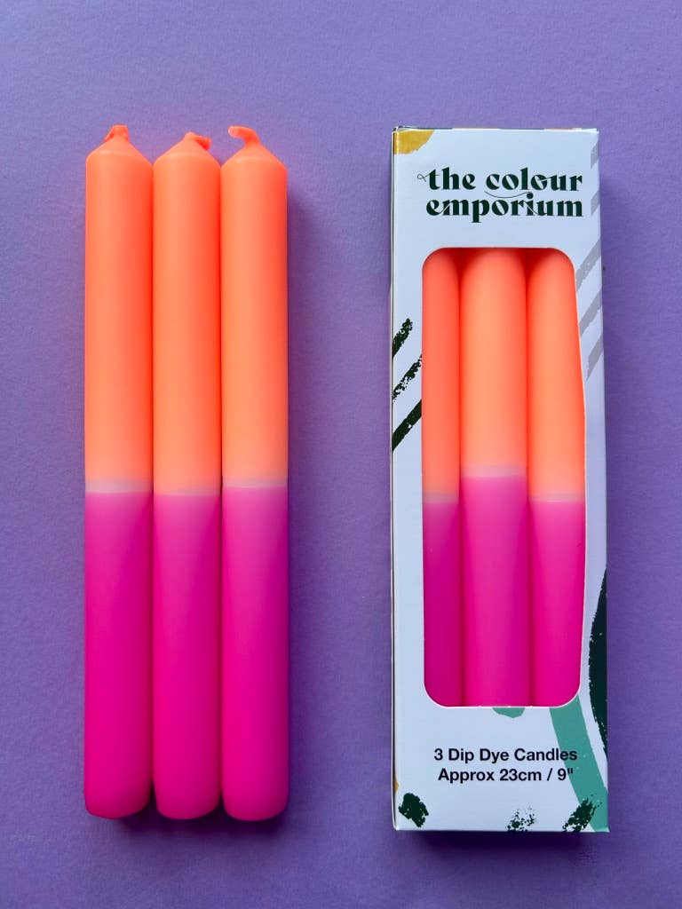 PEACH MELBA Dip Dye Dinner Candles Trio - Image 4