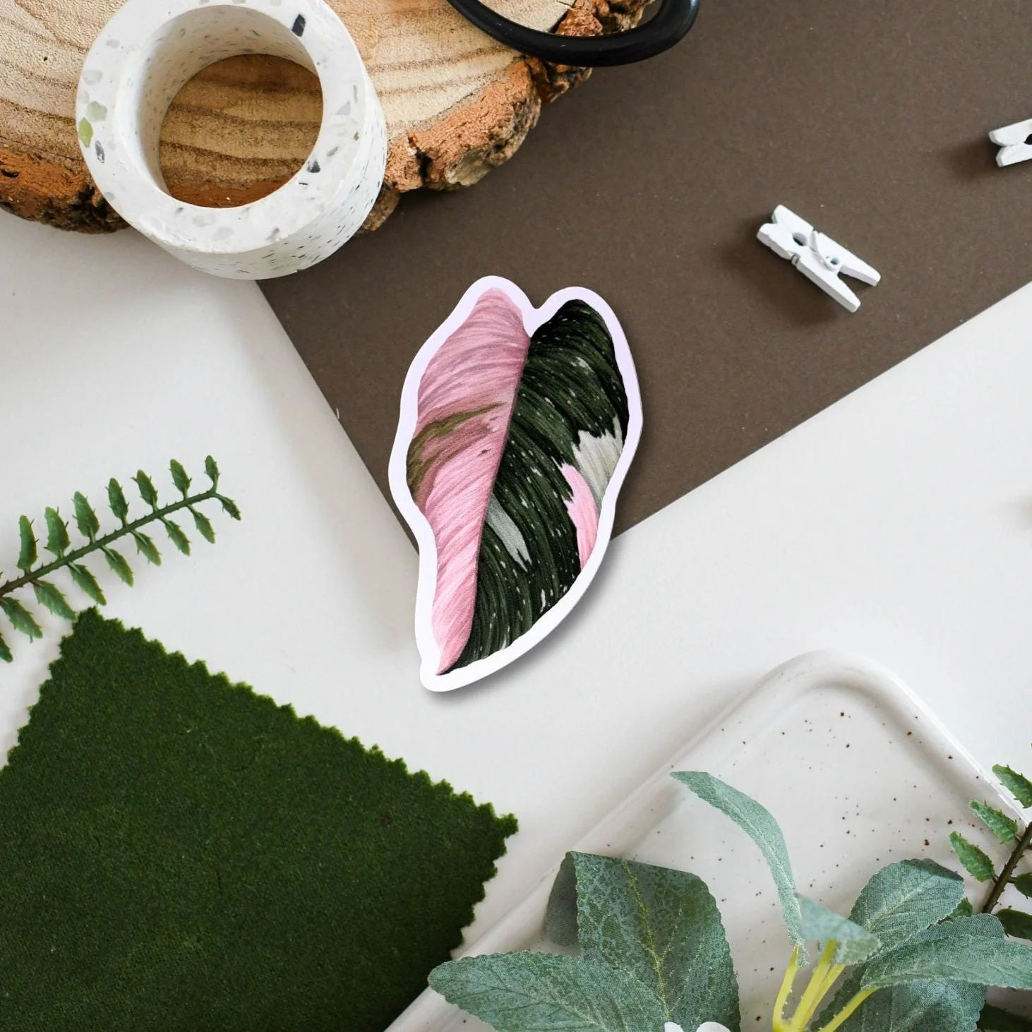 Philodendron ‘Pink Princess’ Tropical Houseplant Vinyl Sticker [Beneath the Canopy RHS Collab]