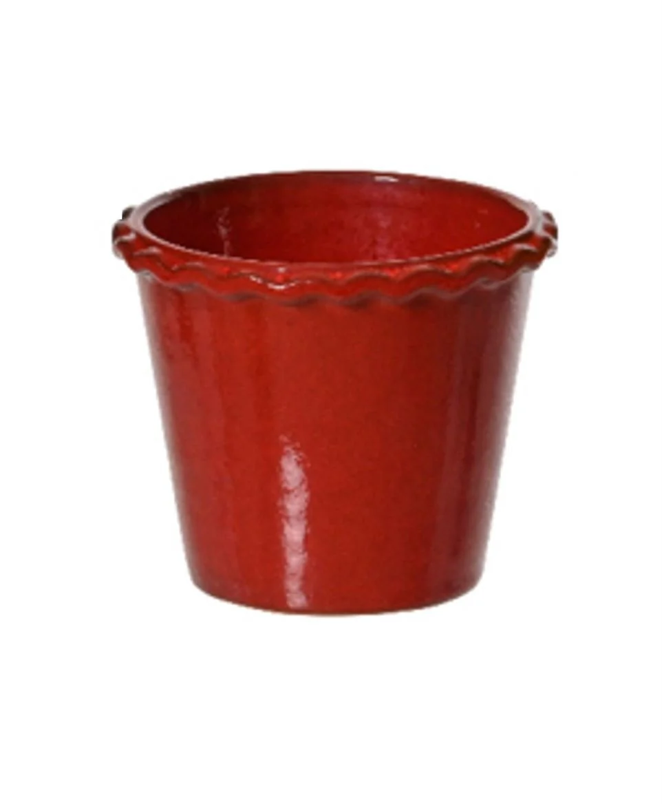 Pie Crust Ceramic Pot – Red