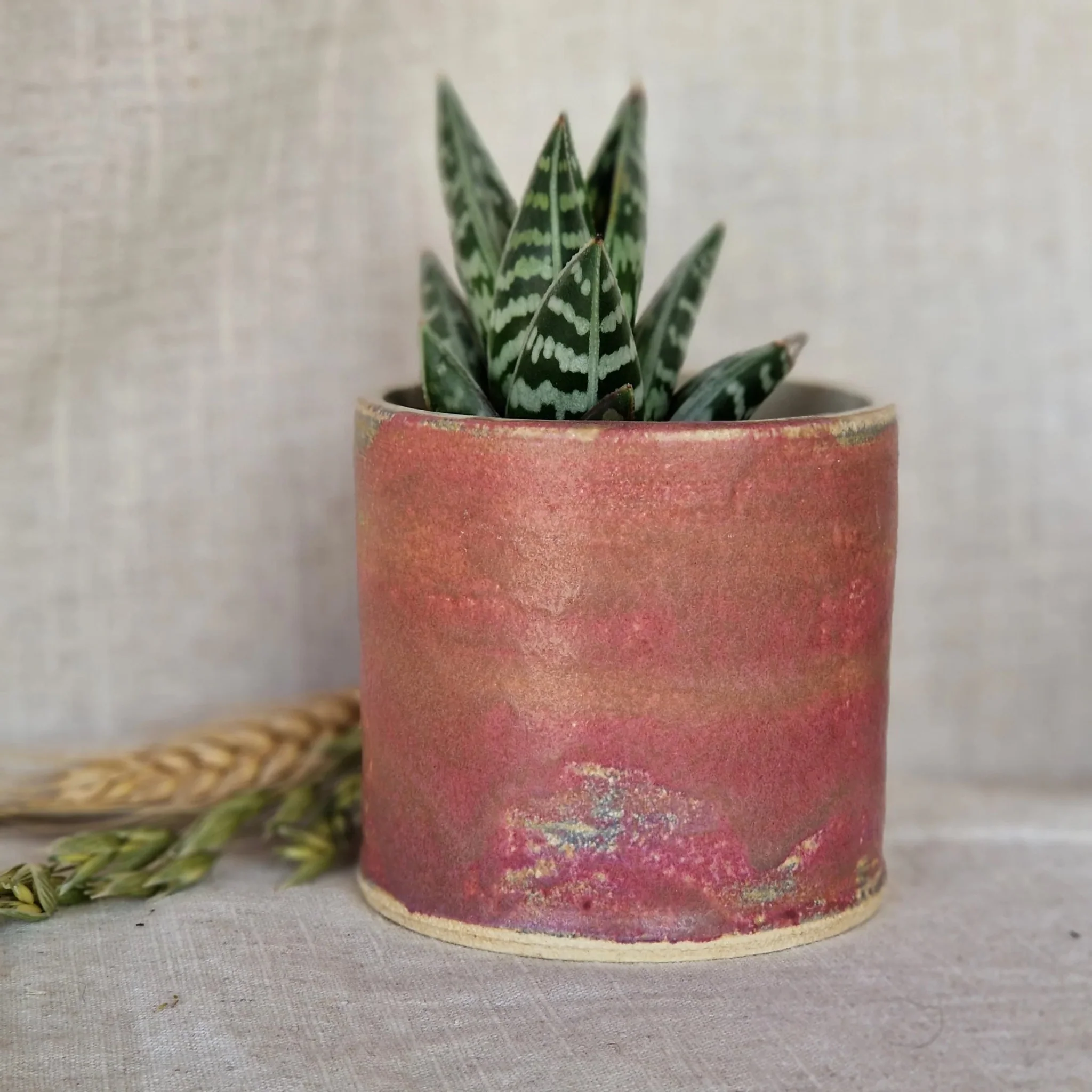 Dark Pink Handmade Ceramic Plant Pot - Image 2