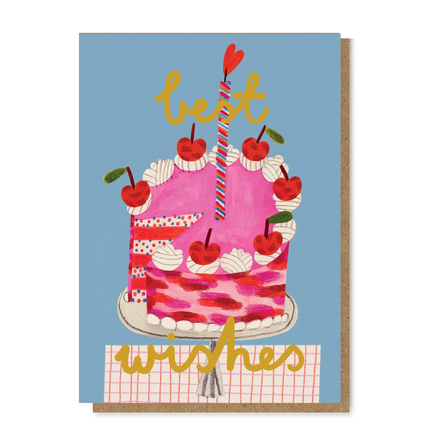 PINK CAKE gold foil Greetings Card