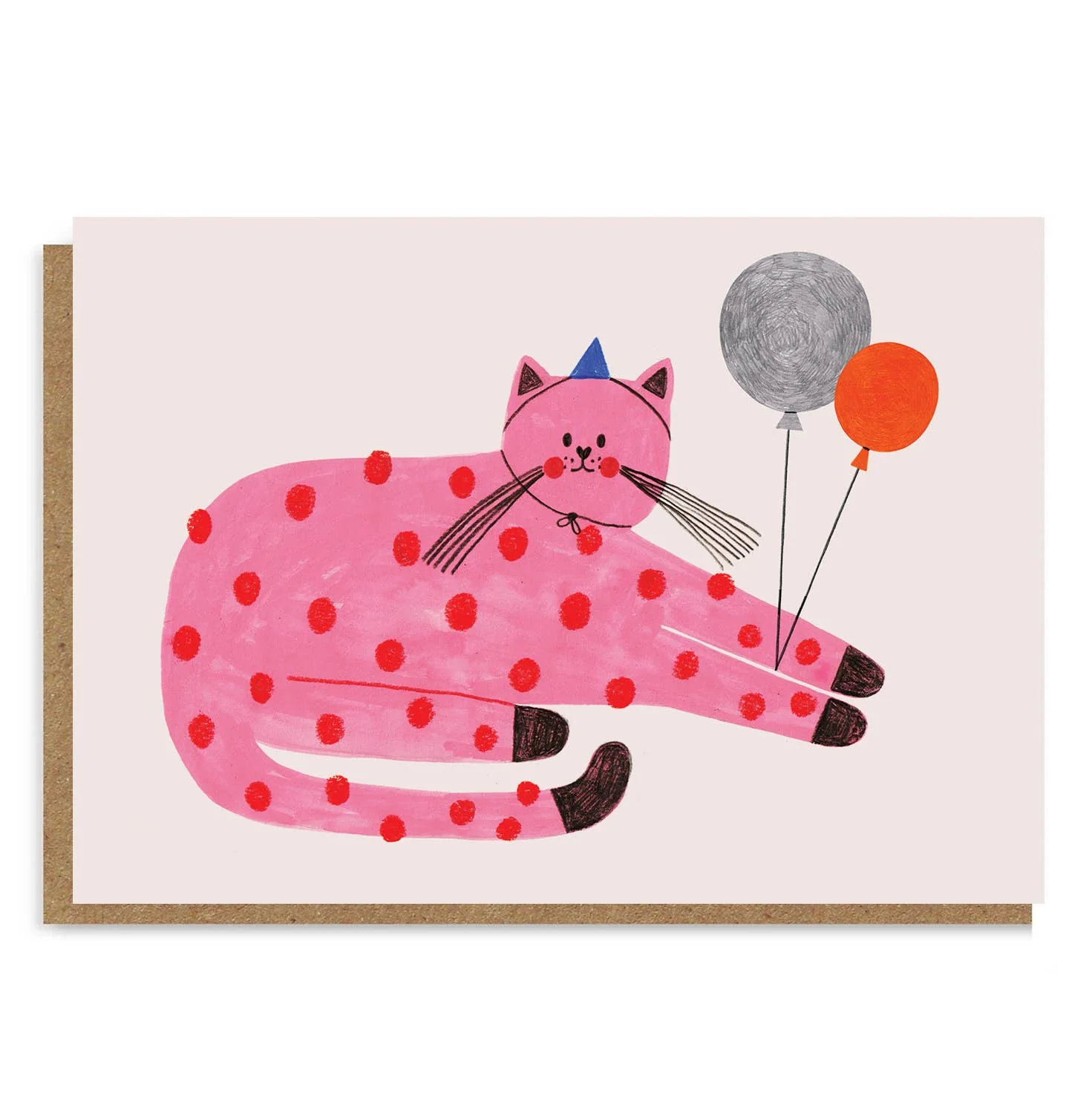 Pink Cat Greetings Card